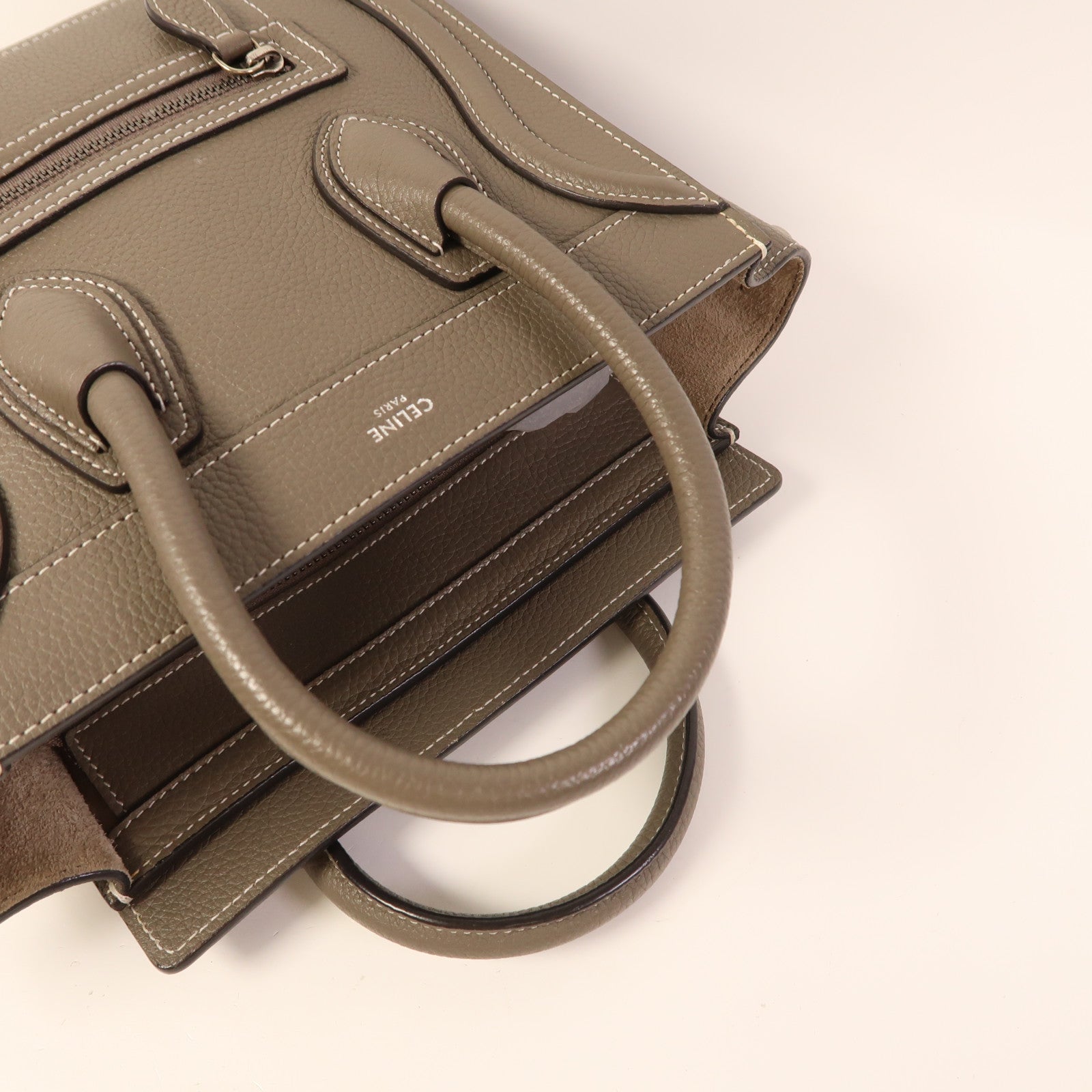 CELINE 牛皮皮革Nano Luggage銀扣手挽肩背兩用袋