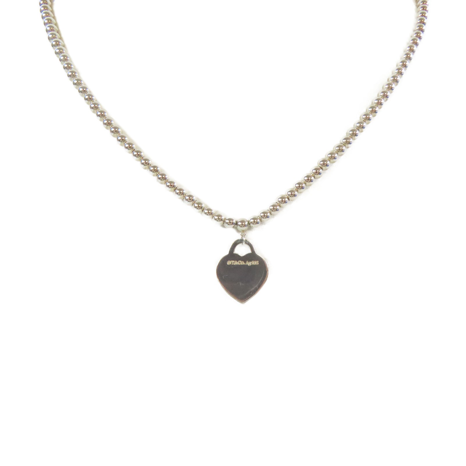 TIFFANY＆CO 925純銀Heart Tag Bead項鍊#45cm