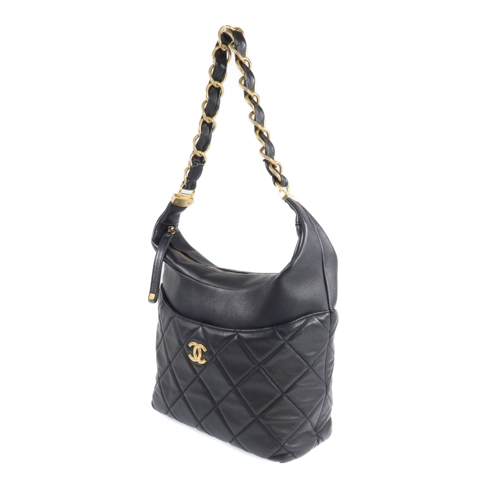 CHANEL 牛皮皮革Chain Shoulder Bag金扣鏈帶肩背袋