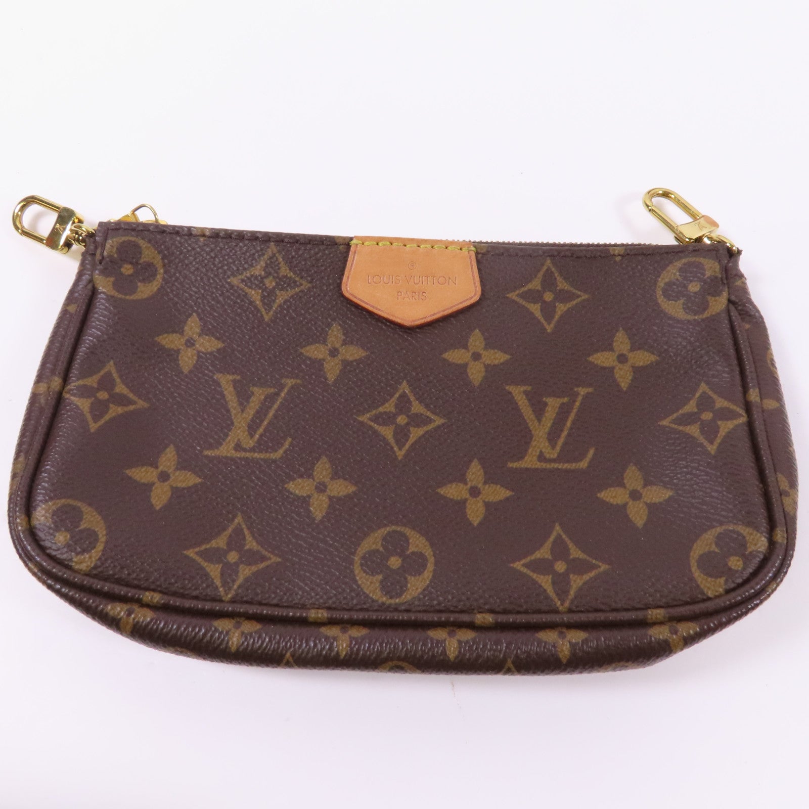LOUIS VUITTON Monogram Multi Pochette Accessoires金扣手挽肩背兩用袋棕色