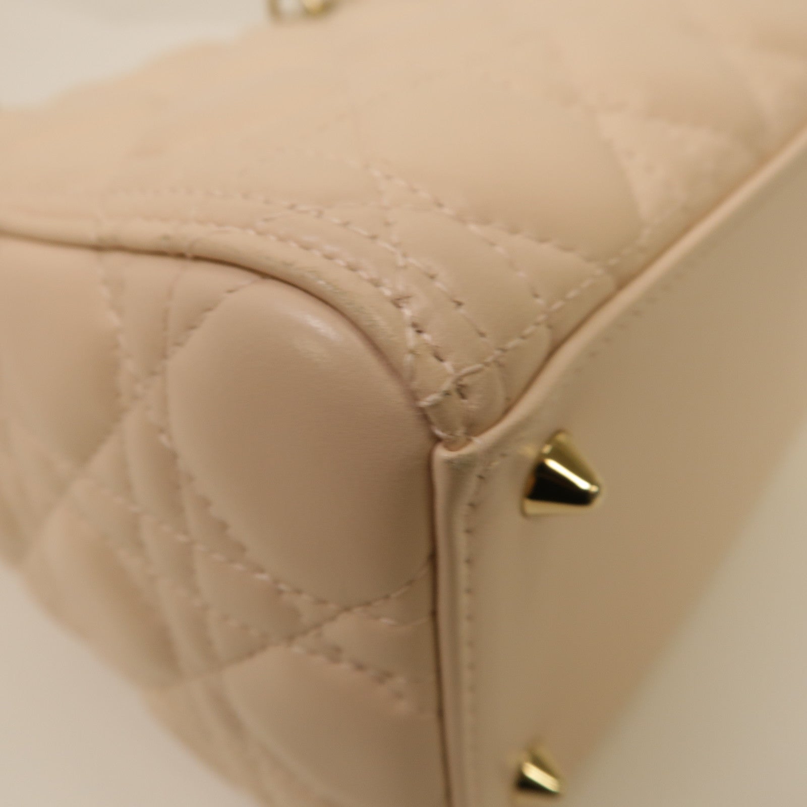 Dior 羊皮皮革Lady Dior Shoulder Bag金扣手挽肩背兩用袋粉紅色