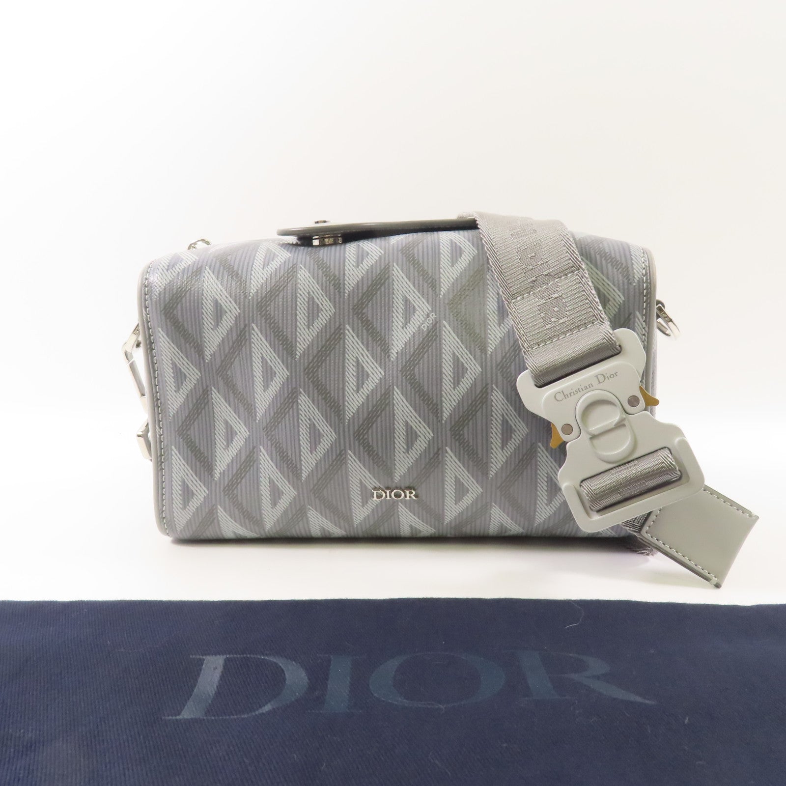 Dior 塗層帆布Shoulder Bag銀扣肩背袋