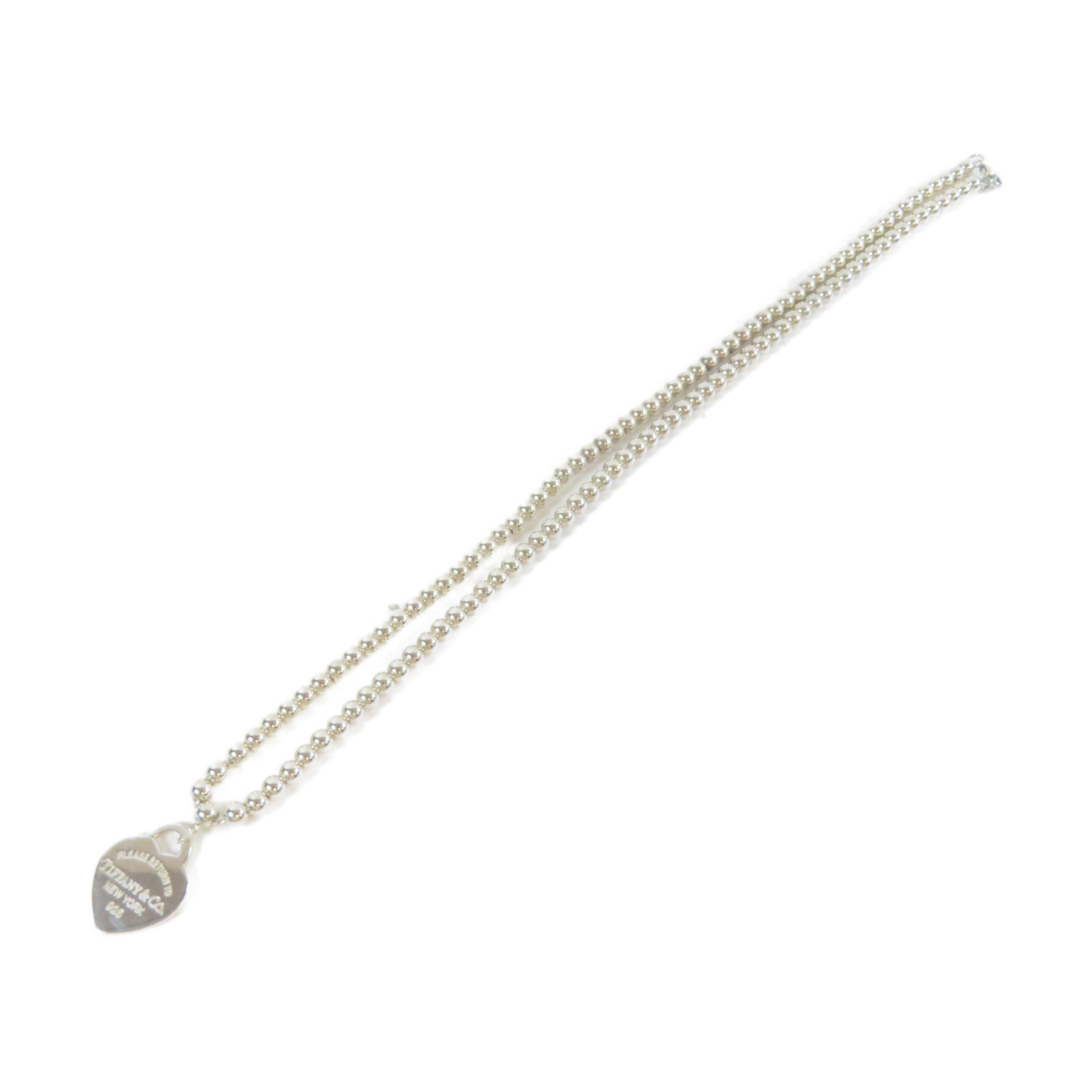 TIFFANY＆CO 925純銀Heart Tag Bead項鍊#45cm