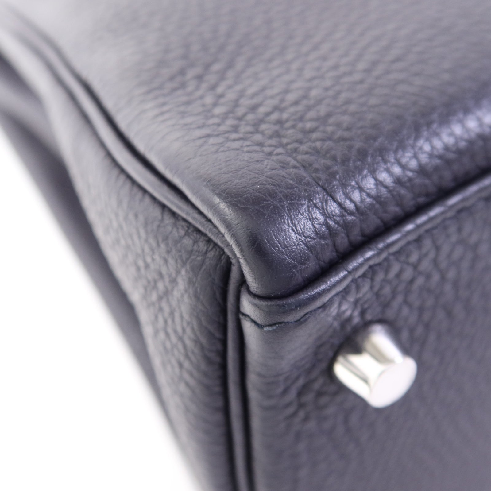 HERMES Togo皮革Kelly 32 Shark銀扣手挽肩背兩用袋Bleu Nuit