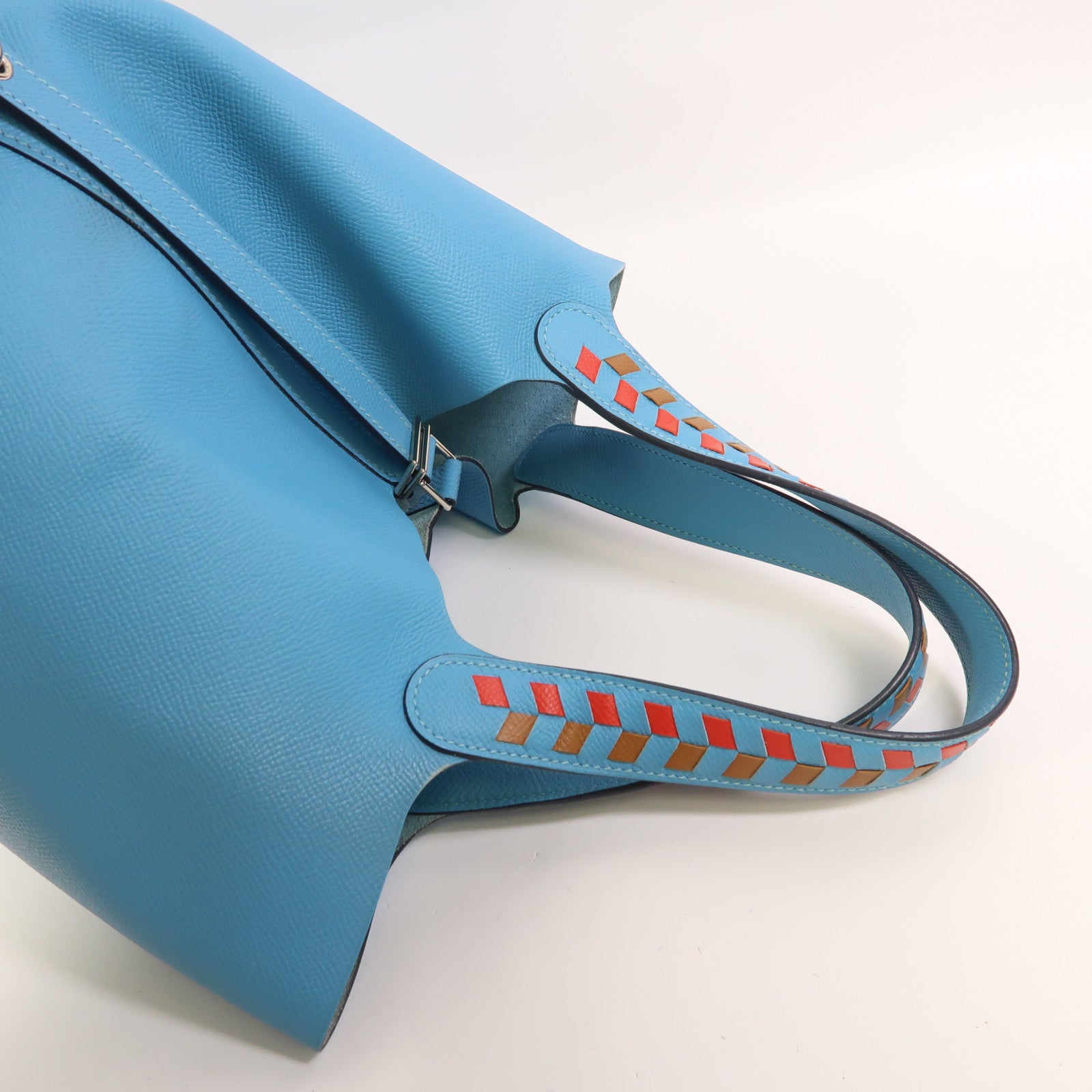 HERMES Epsom皮革Picotin MM銀扣手挽袋Bleu Du Nord