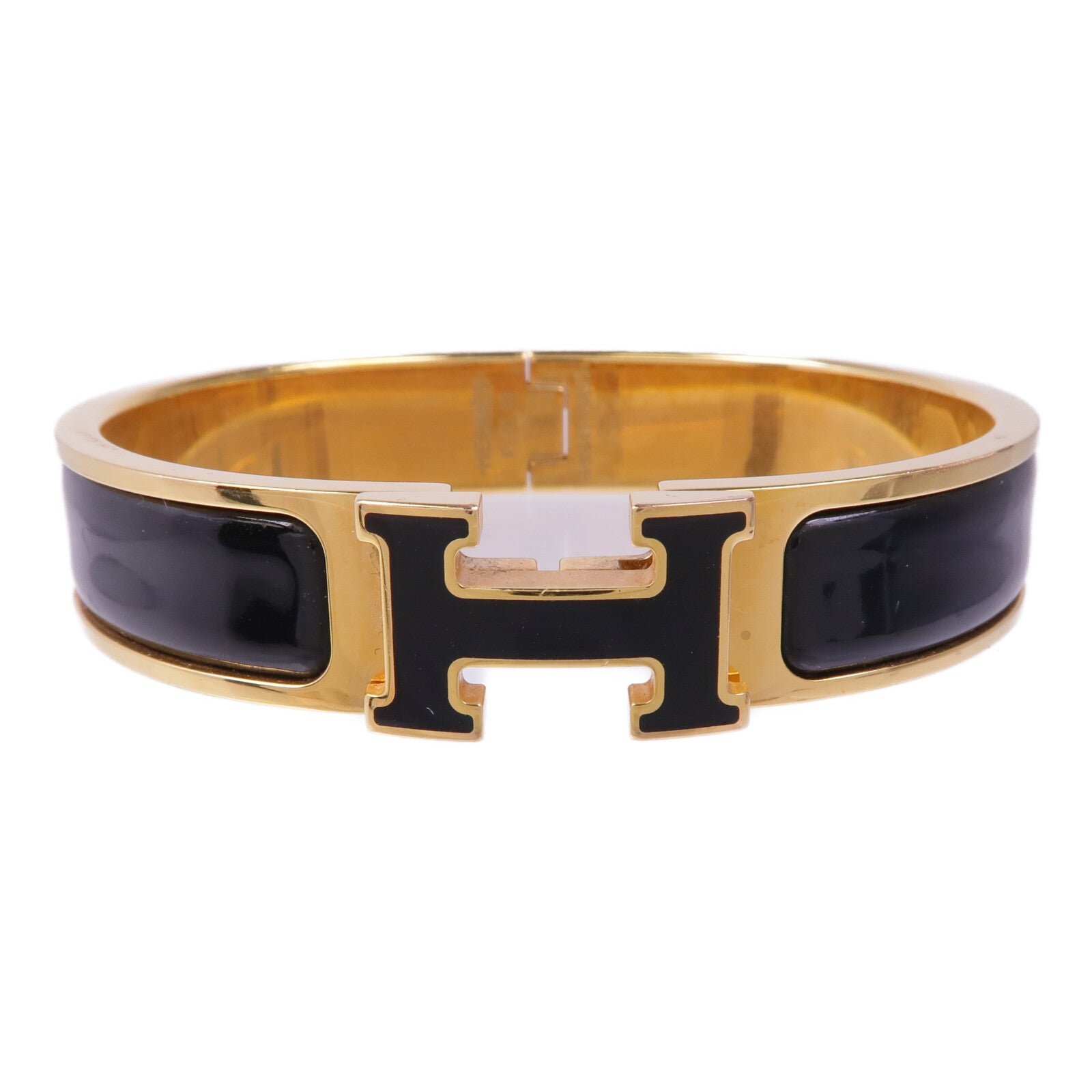 HERMES 金屬/琺瑯Clic H手鐲Noir