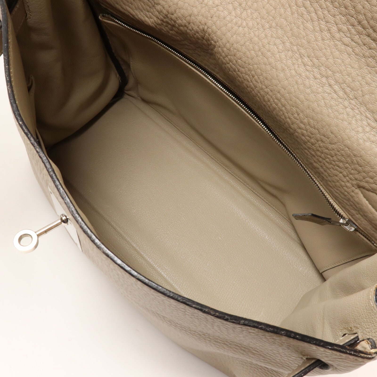 HERMES Clemence皮革Kelly 35手挽肩背兩用袋Gris Tourterelle