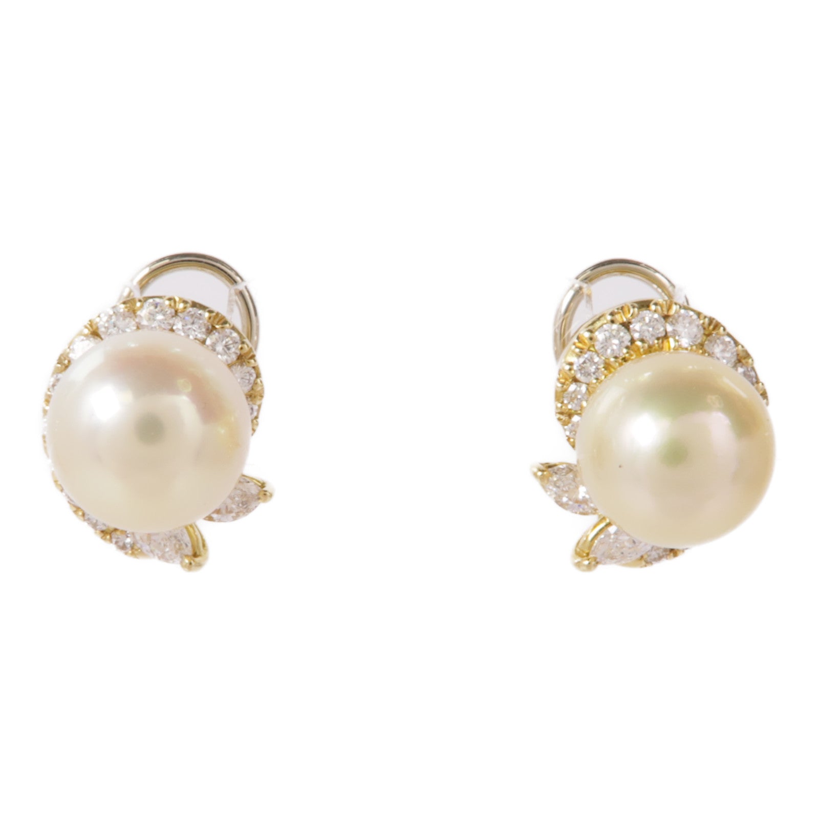 JEWELRY 【激減優惠】18K黃金Pearl Diamond Earrings鑽石耳環