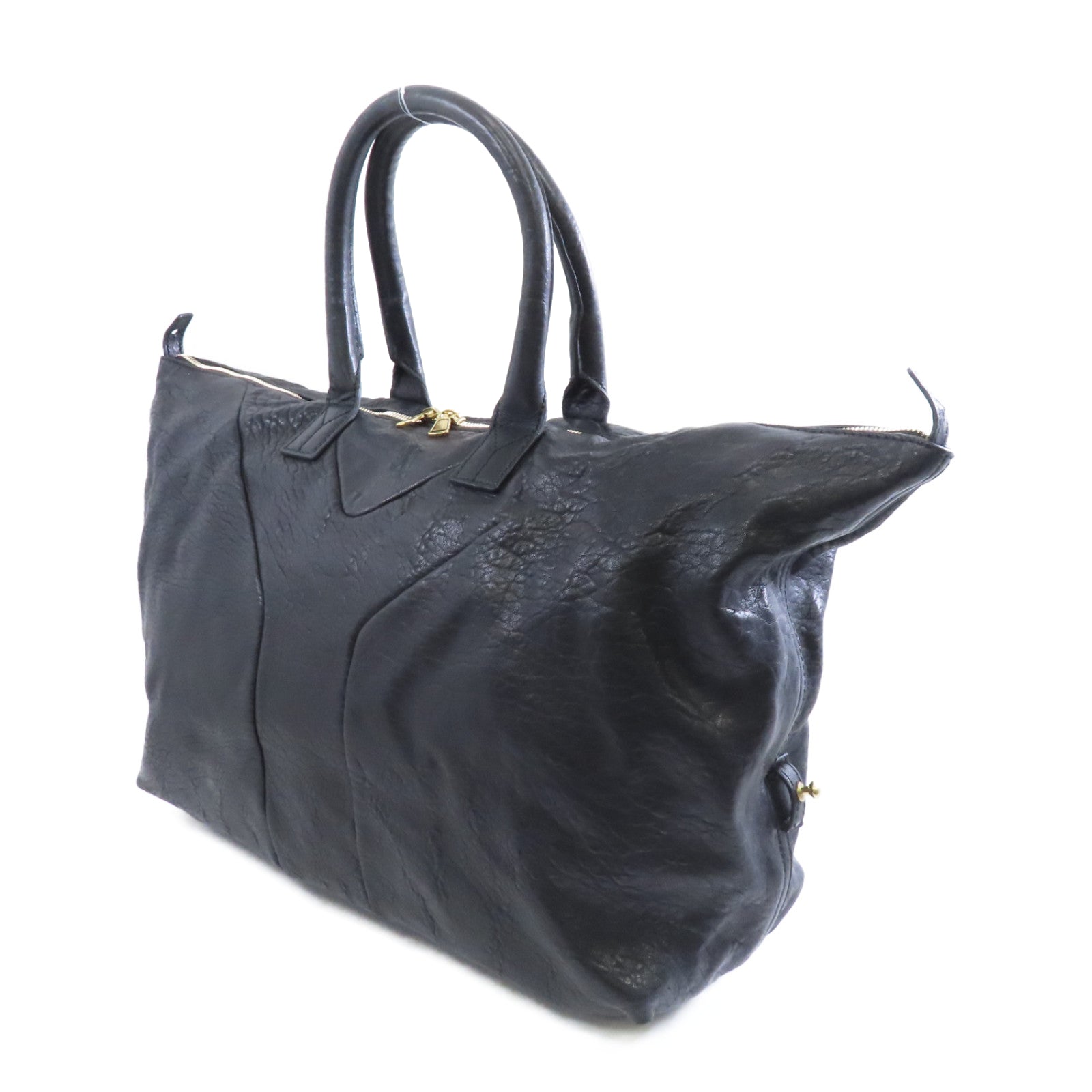 YVES SAINT LAURENT 【激減優惠】皮革Handbag金扣手挽袋黑色
