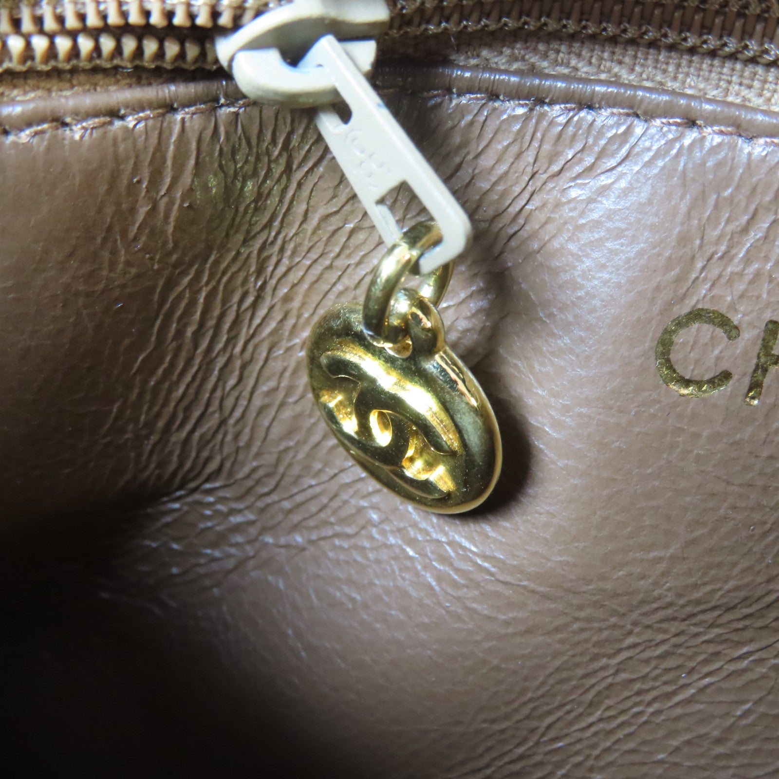 CHANEL 菱格絨布Chain Shoulder Bag金扣鏈帶肩背袋啡色