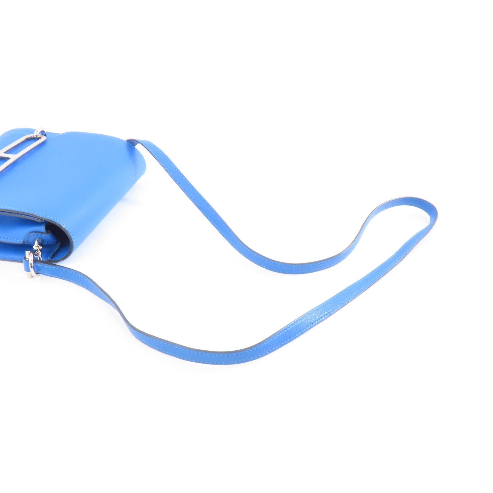 HERMES (PRICE DOWN) PHW Mini Roulis Shoulder Bag Evercolor Leather Bleu Zanzibar/Blue