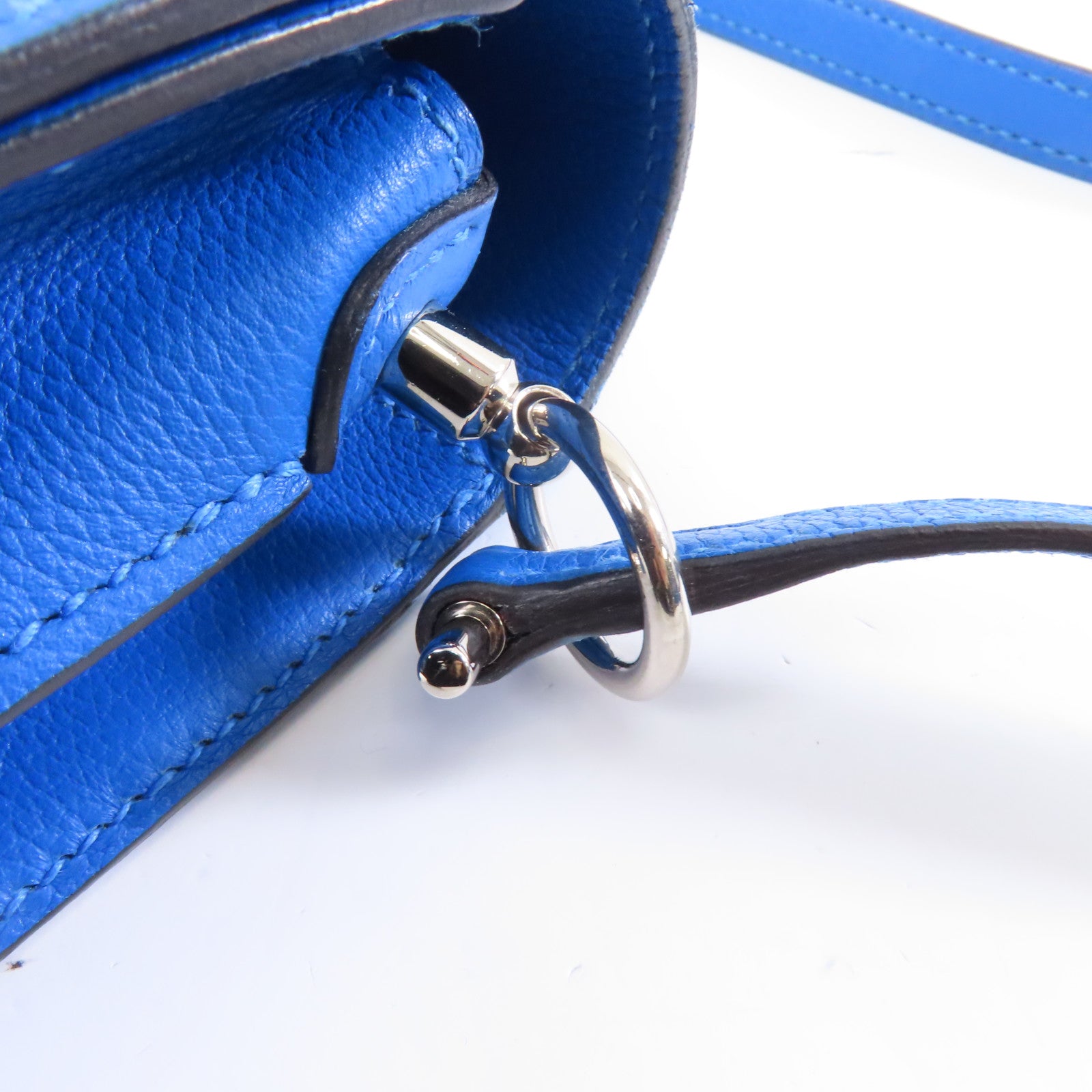 HERMES (PRICE DOWN) PHW Mini Roulis Shoulder Bag Evercolor Leather Bleu Zanzibar/Blue