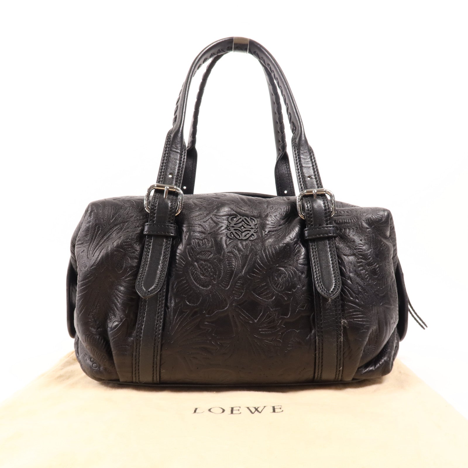 LOEWE 羊皮皮革Hand Bag銀扣手挽袋