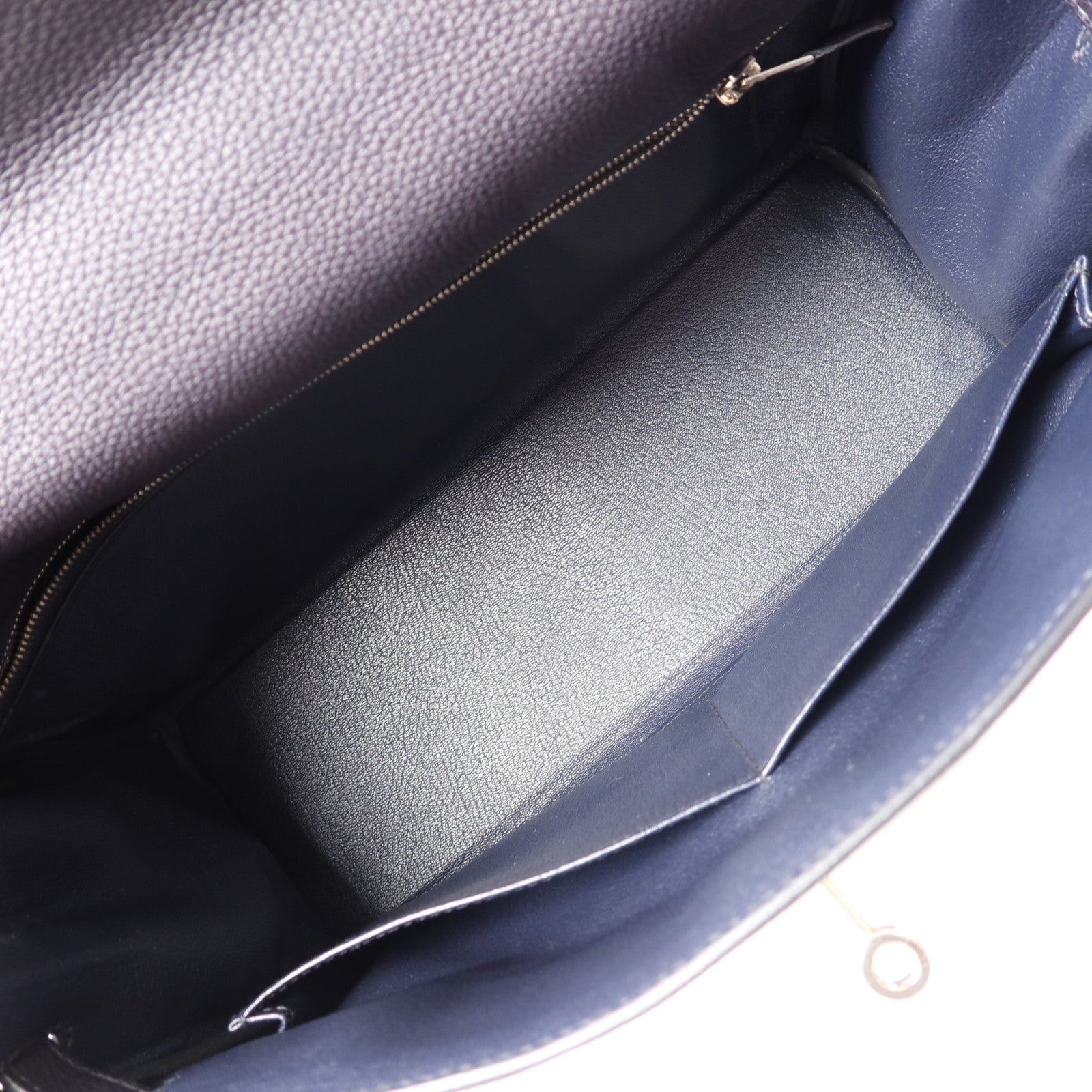 HERMES Togo皮革Kelly 32 Shark銀扣手挽肩背兩用袋Bleu Nuit