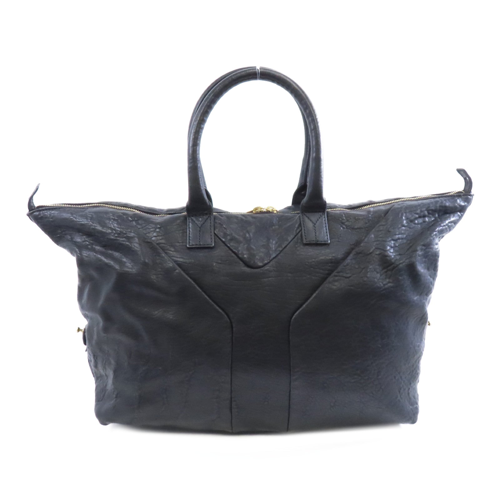 YVES SAINT LAURENT 【激減優惠】皮革Handbag金扣手挽袋黑色