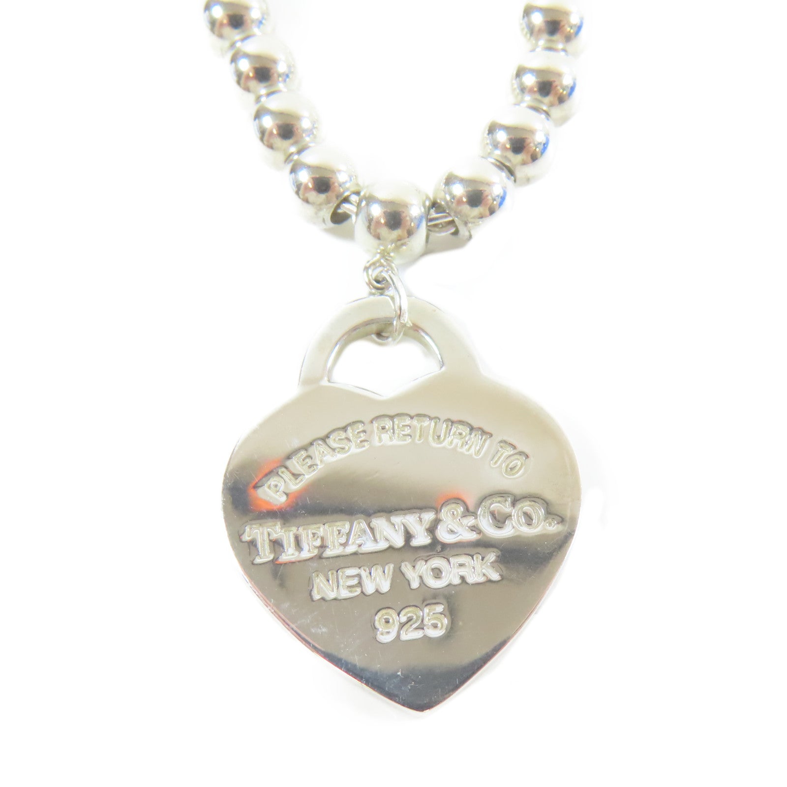 TIFFANY＆CO 925純銀Heart Tag Bead項鍊#45cm