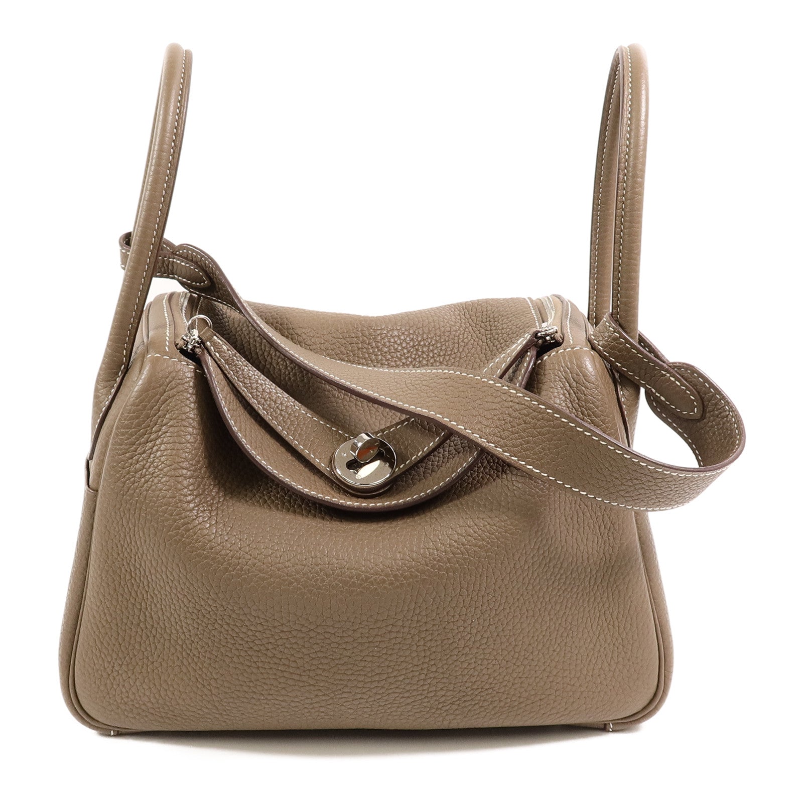 HERMES Clemence皮革Lindy 26手挽肩背兩用袋Etoupe