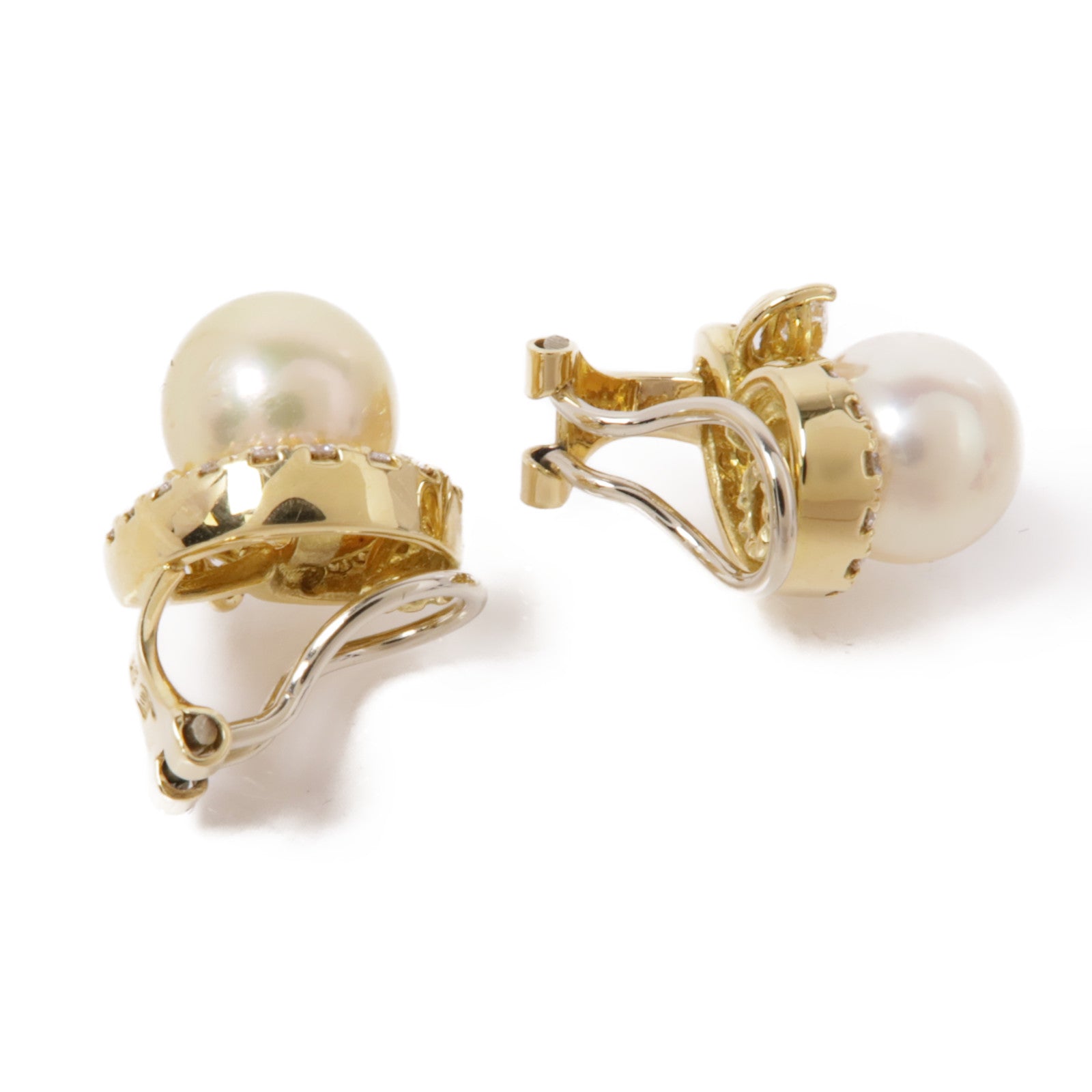 JEWELRY 【激減優惠】18K黃金Pearl Diamond Earrings鑽石耳環
