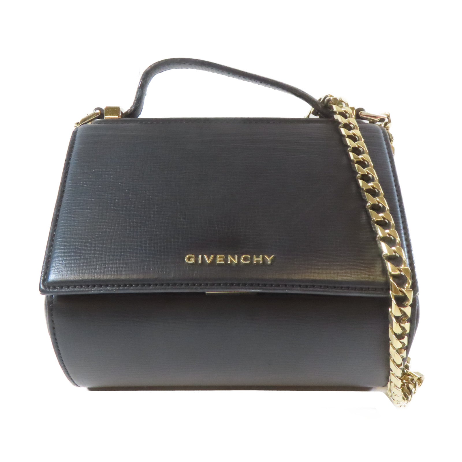 GIVENCHY 牛皮皮革 Pandora Box 金扣 鏈帶肩背袋 黑色