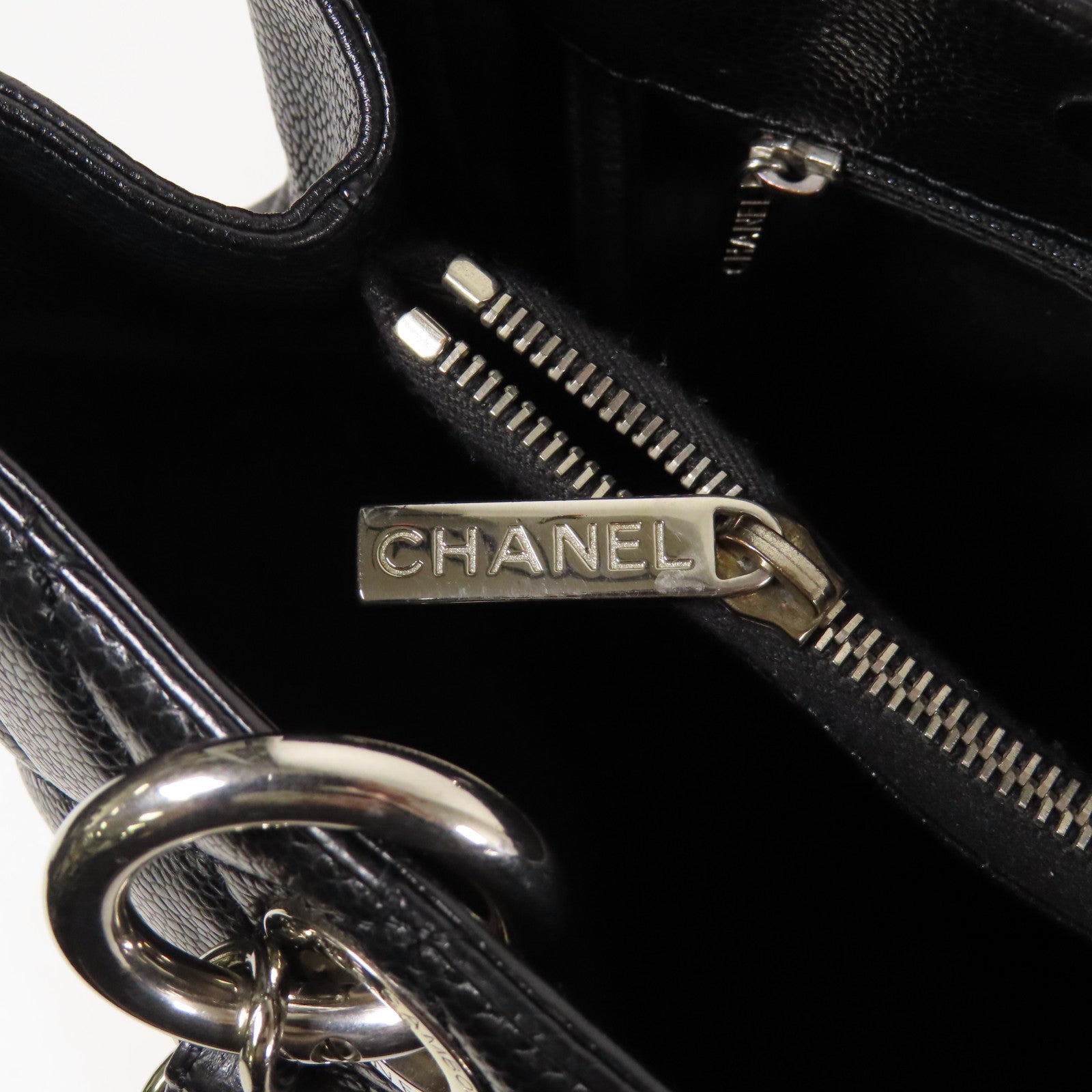 CHANEL 牛皮皮革GST Grand Shopping Tote銀扣鏈帶肩背袋