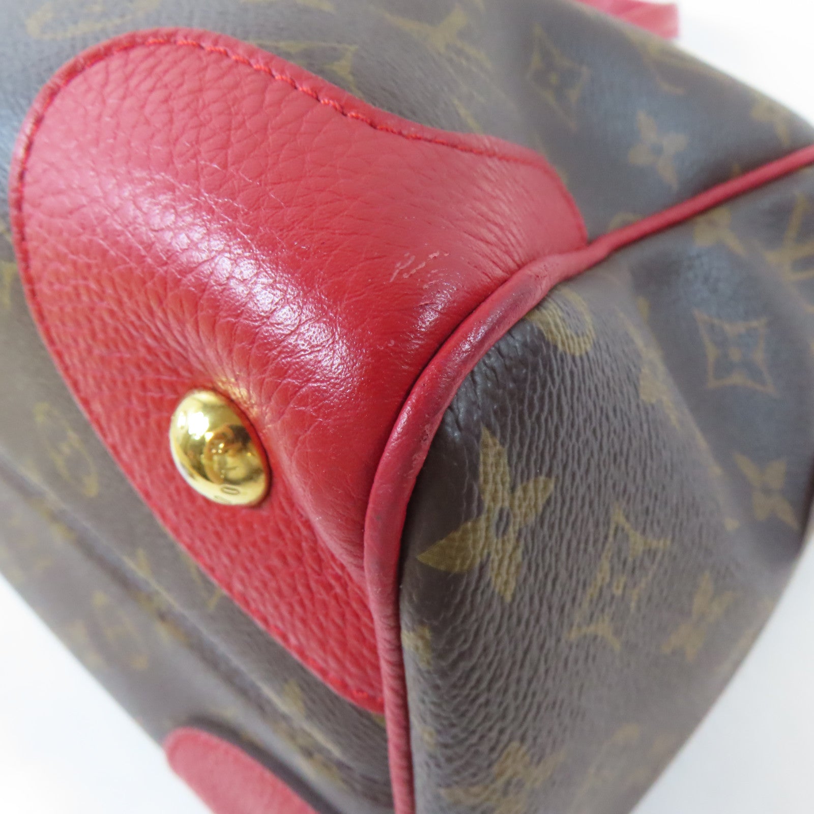 LOUIS VUITTON Monogram Retiro PM金扣手挽肩背兩用袋啡色/紅色