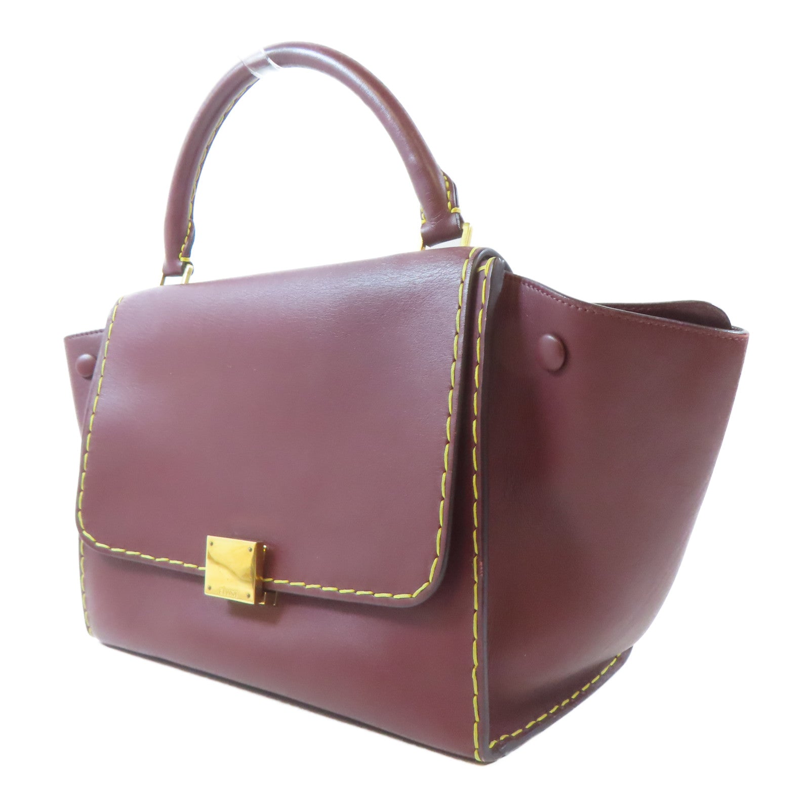 CELINE 牛皮皮革Trapeze金扣手挽肩背兩用袋啡紅色