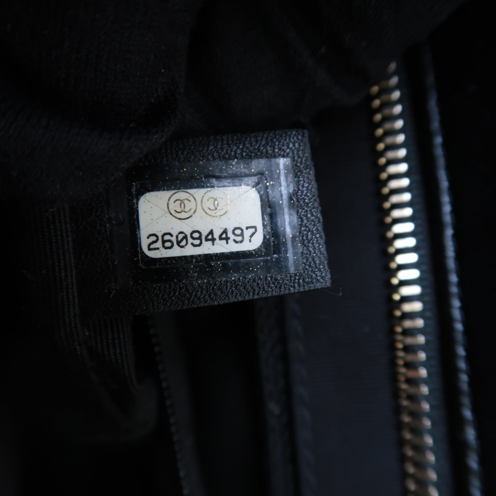 CHANEL **【激減優惠】絨布/牛皮皮革Gabrielle鏈帶肩背袋深藍色/黑色