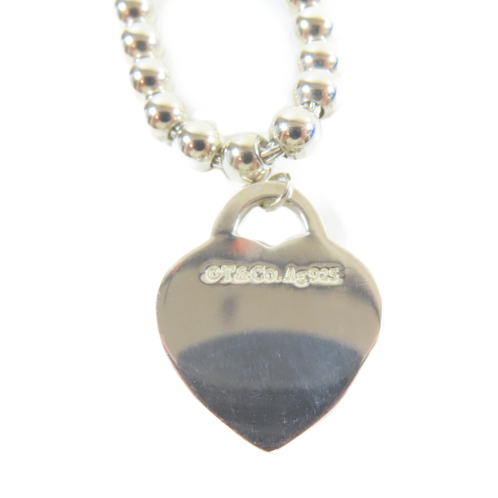 TIFFANY＆CO 925純銀Heart Tag Bead項鍊#45cm