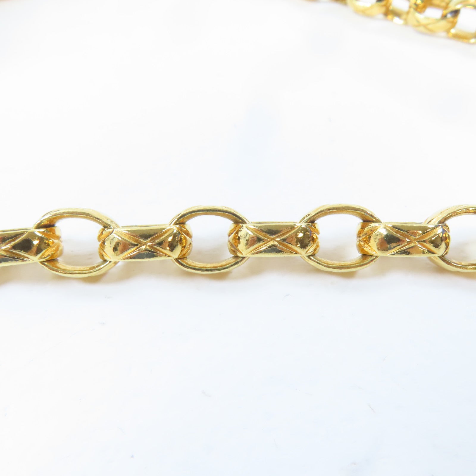 CHANEL 菱格絨布Chain Shoulder Bag金扣鏈帶肩背袋啡色