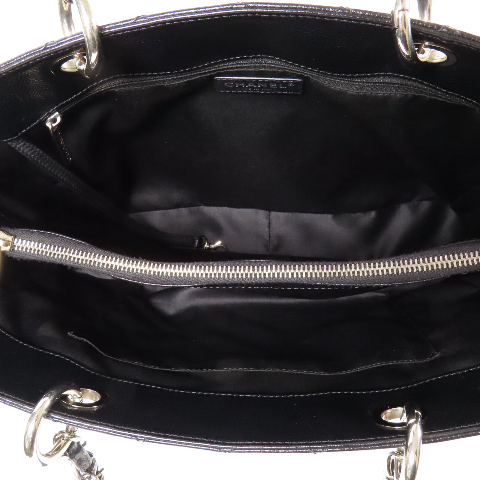 CHANEL 牛皮皮革GST Grand Shopping Tote銀扣鏈帶肩背袋