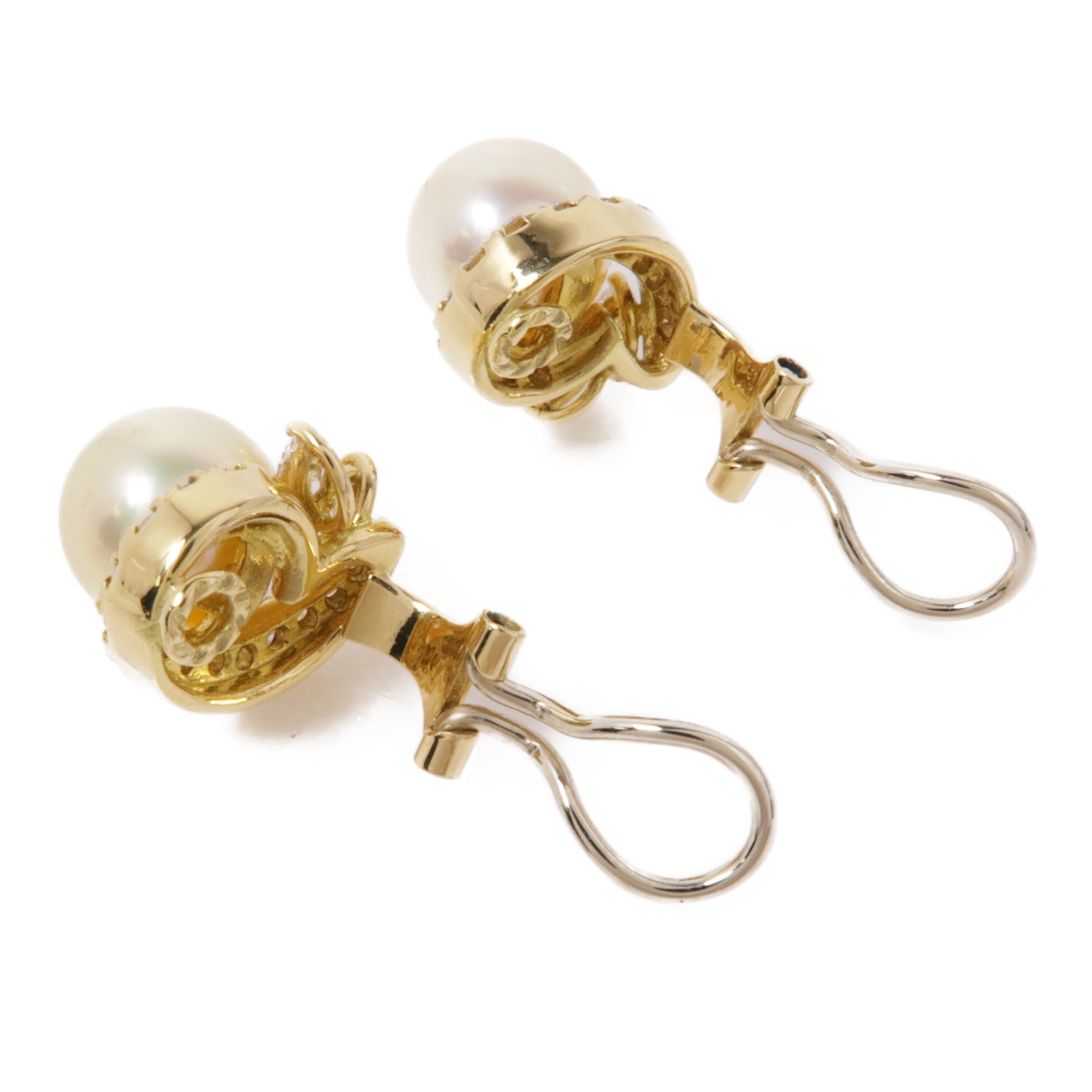 JEWELRY 【激減優惠】18K黃金Pearl Diamond Earrings鑽石耳環