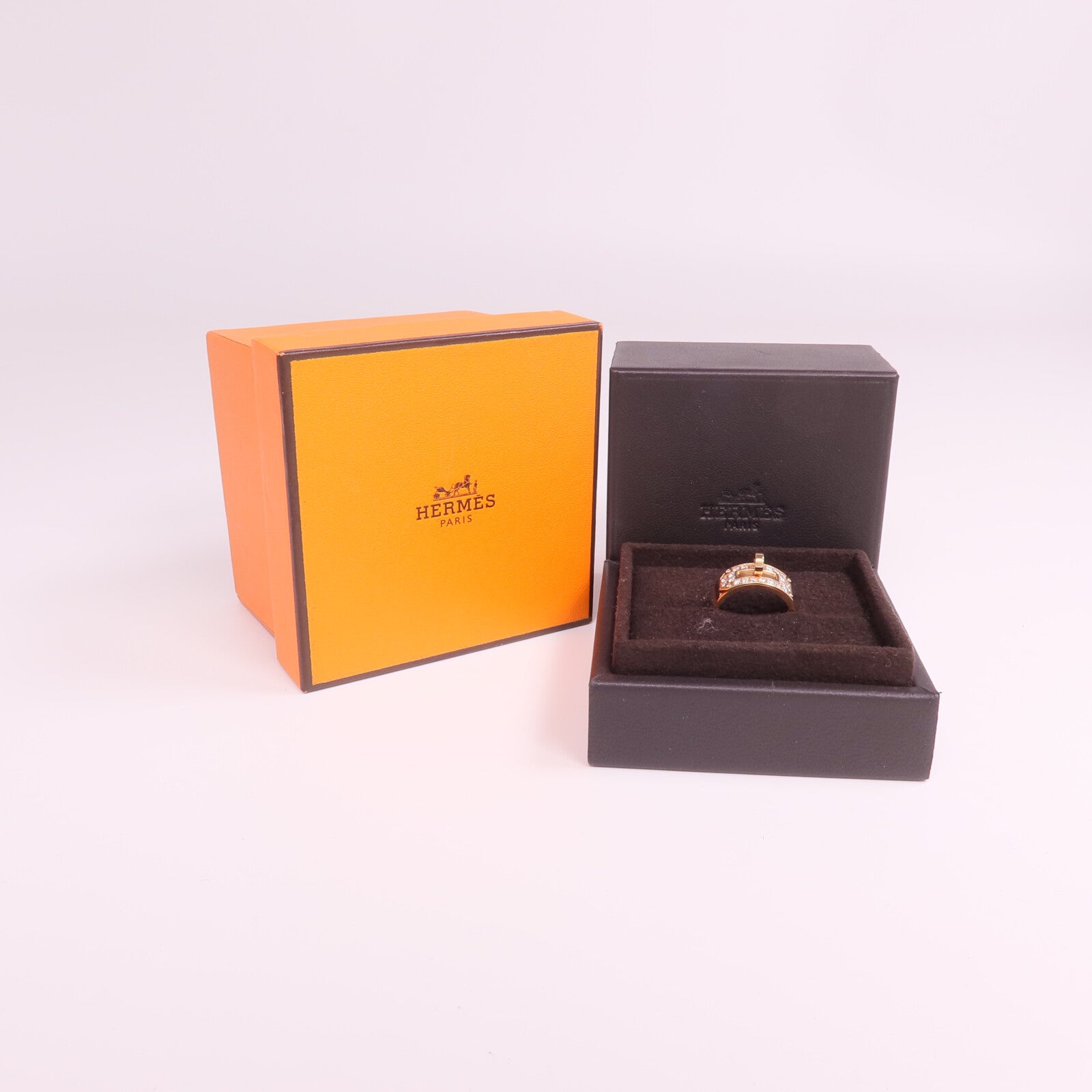 HERMES 18K玫瑰金Bague Kelly Ring鑽石戒指