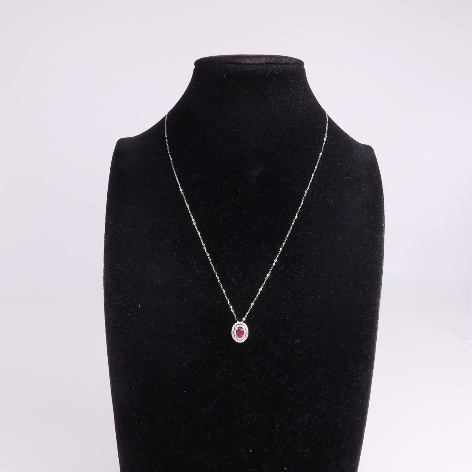 JEWELRY 18K白金Ruby Diamond Necklace紅寶石/鑽石項鍊