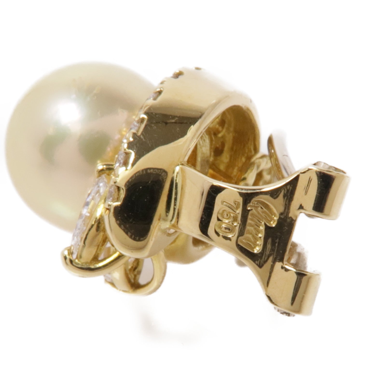 JEWELRY 【激減優惠】18K黃金Pearl Diamond Earrings鑽石耳環