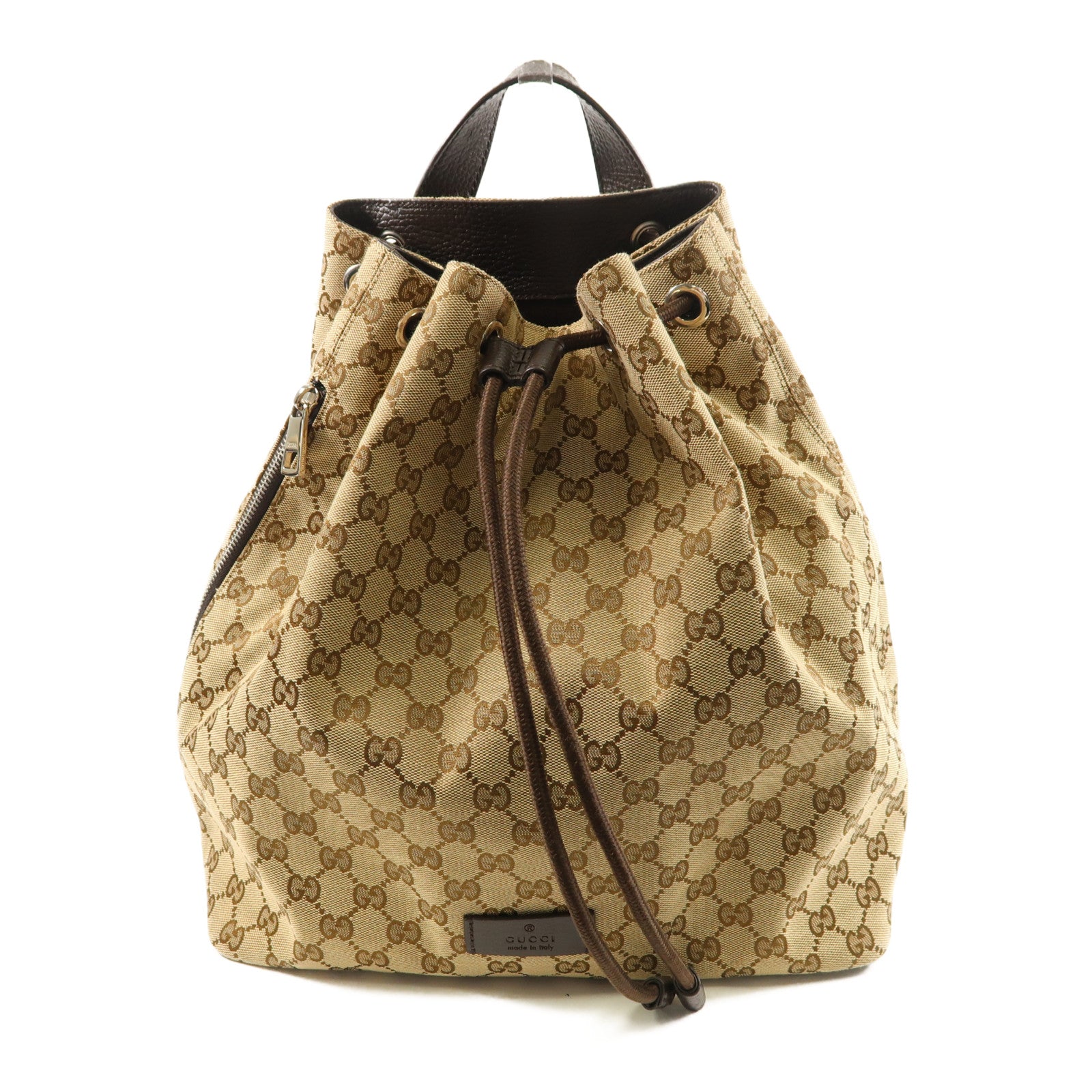 GUCCI 帆布Backpack銀扣背包