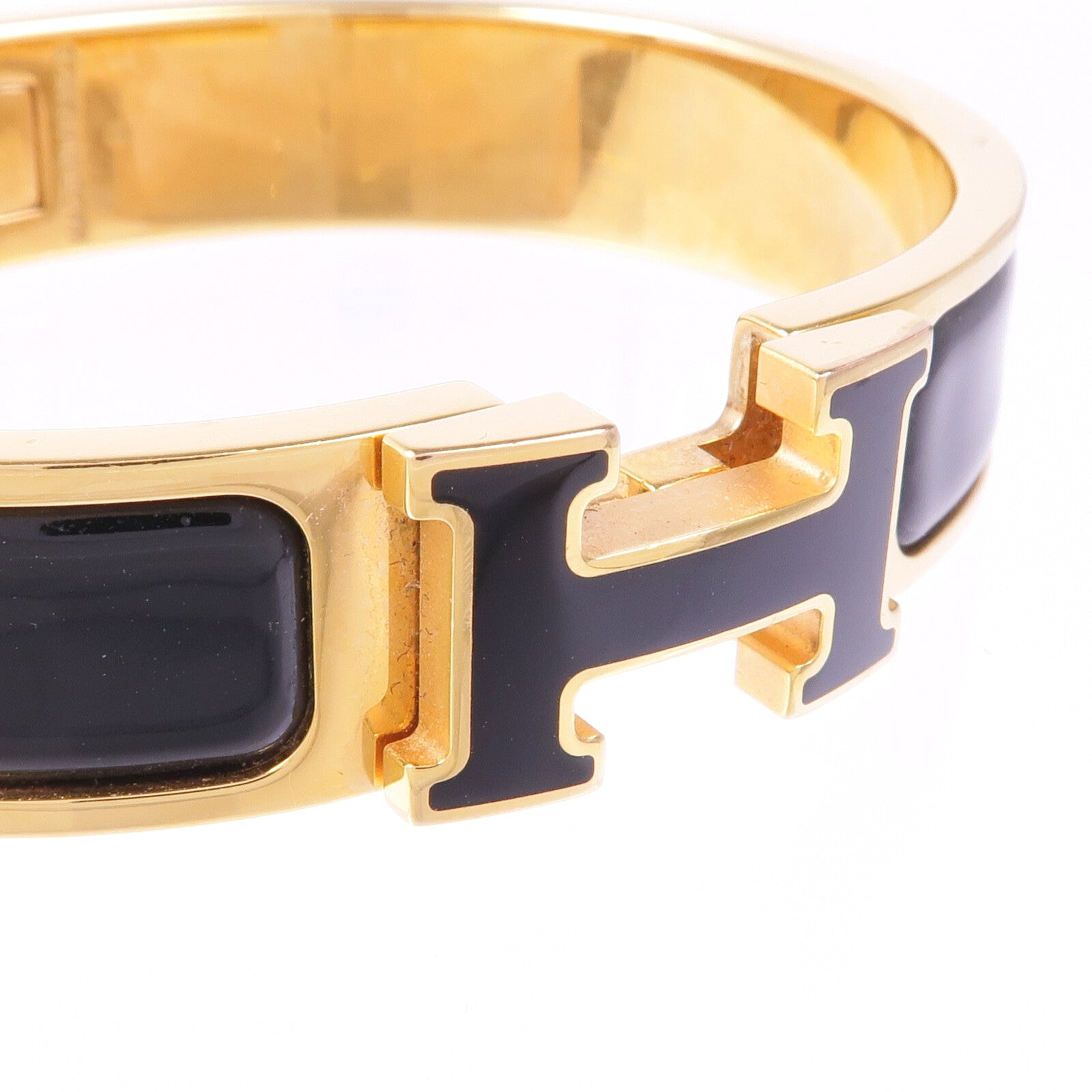 HERMES 金屬/琺瑯Clic H手鐲Noir