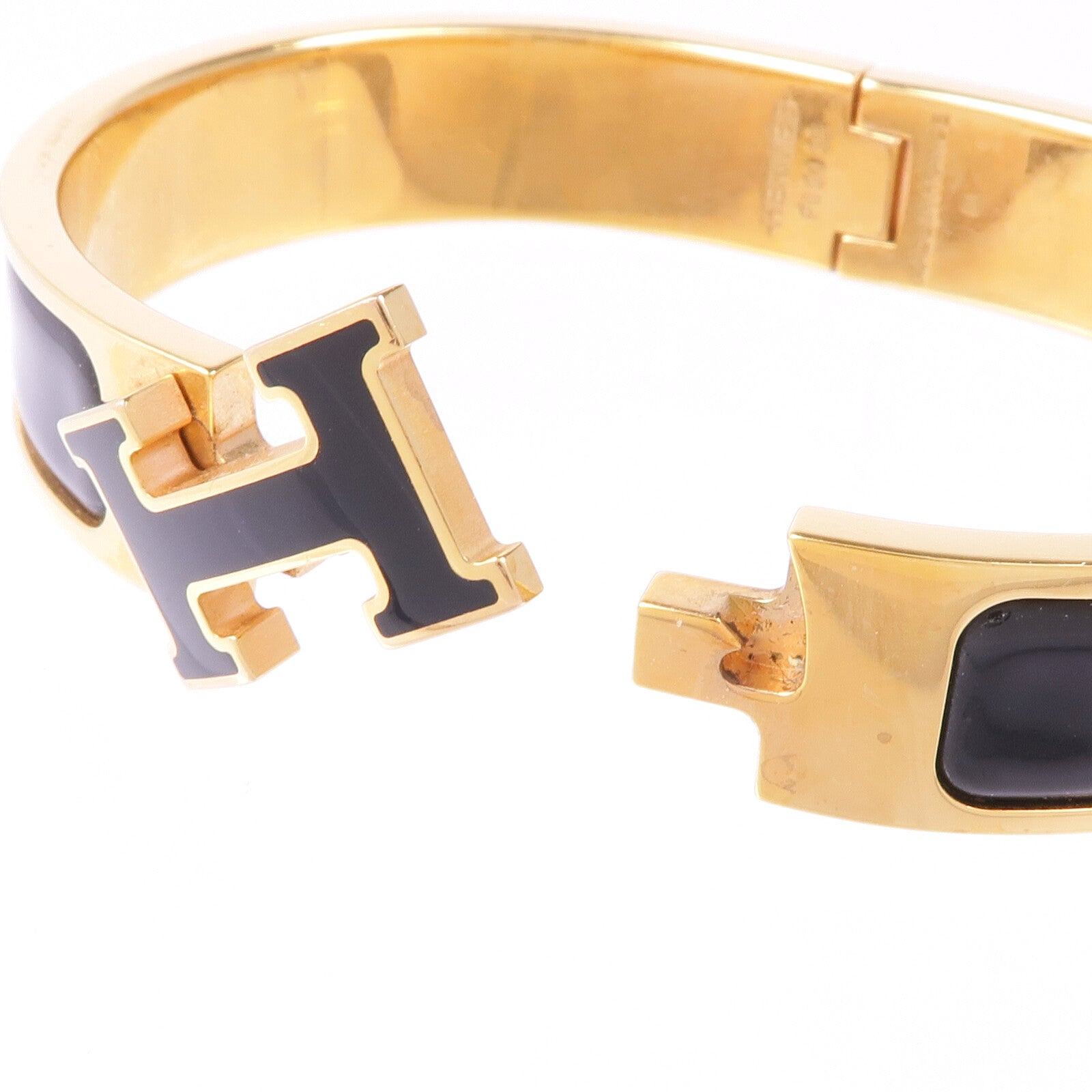 HERMES 金屬/琺瑯Clic H手鐲Noir