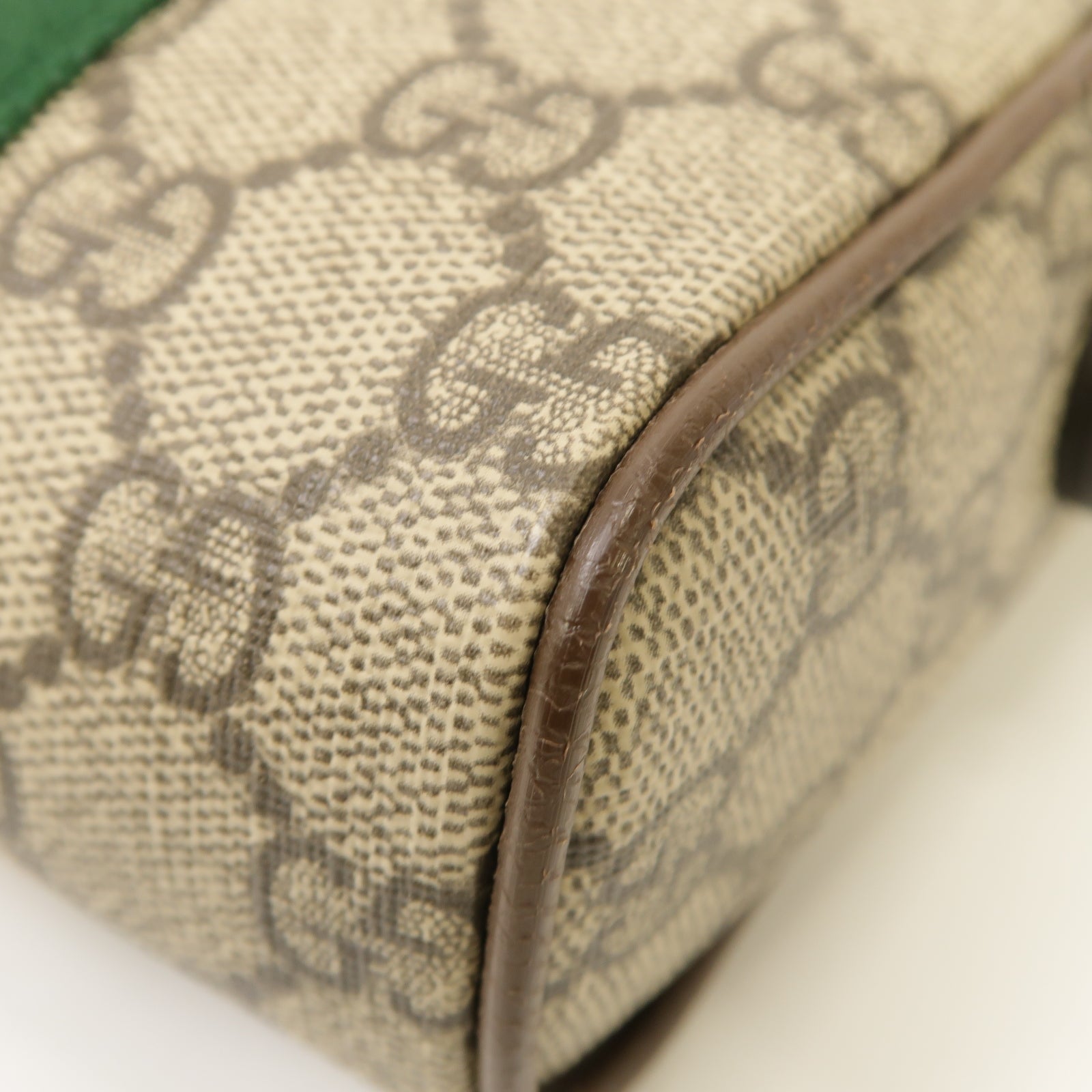 GUCCI 塗層帆布Ophidia GG金扣肩背袋棕色