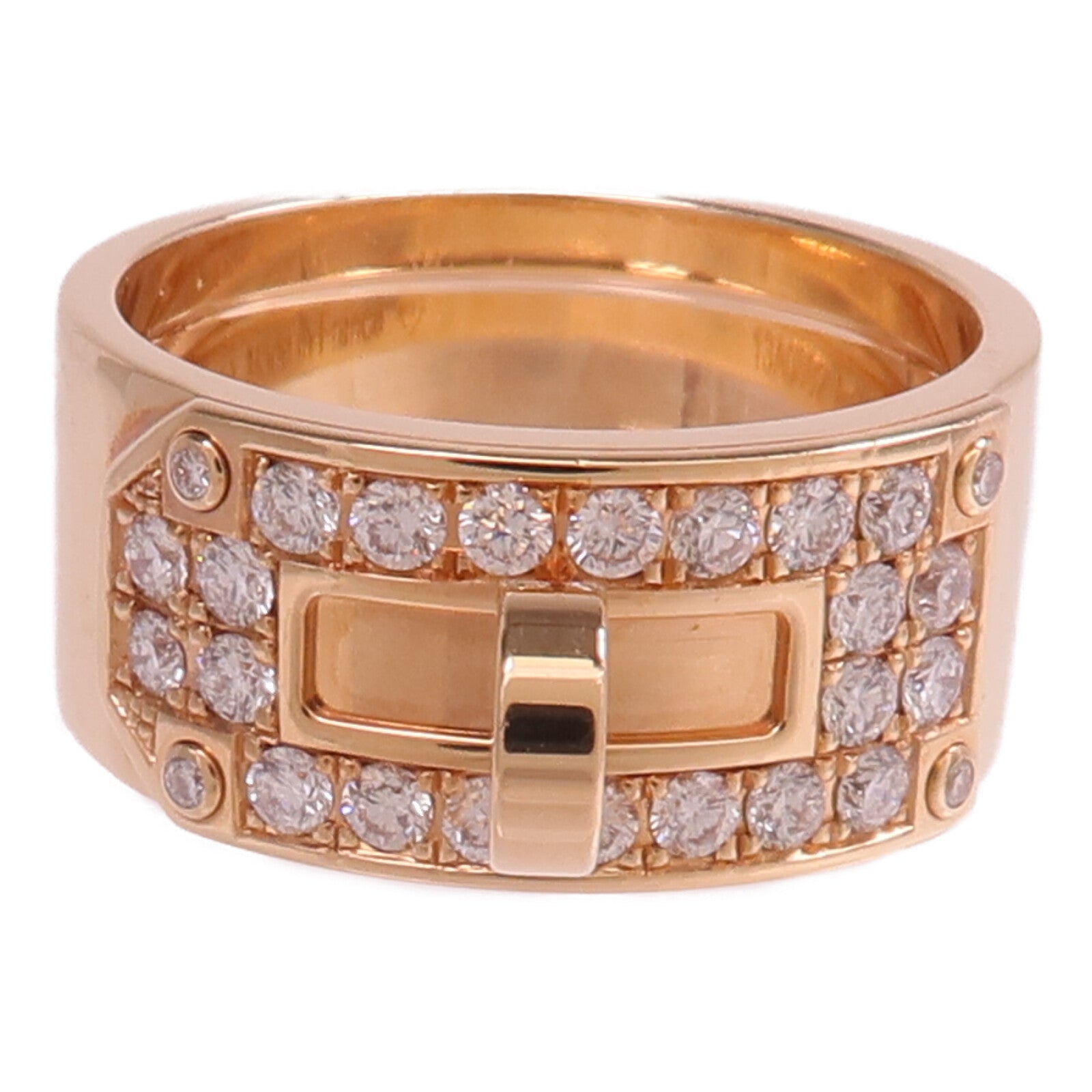 HERMES 18K玫瑰金Bague Kelly Ring鑽石戒指