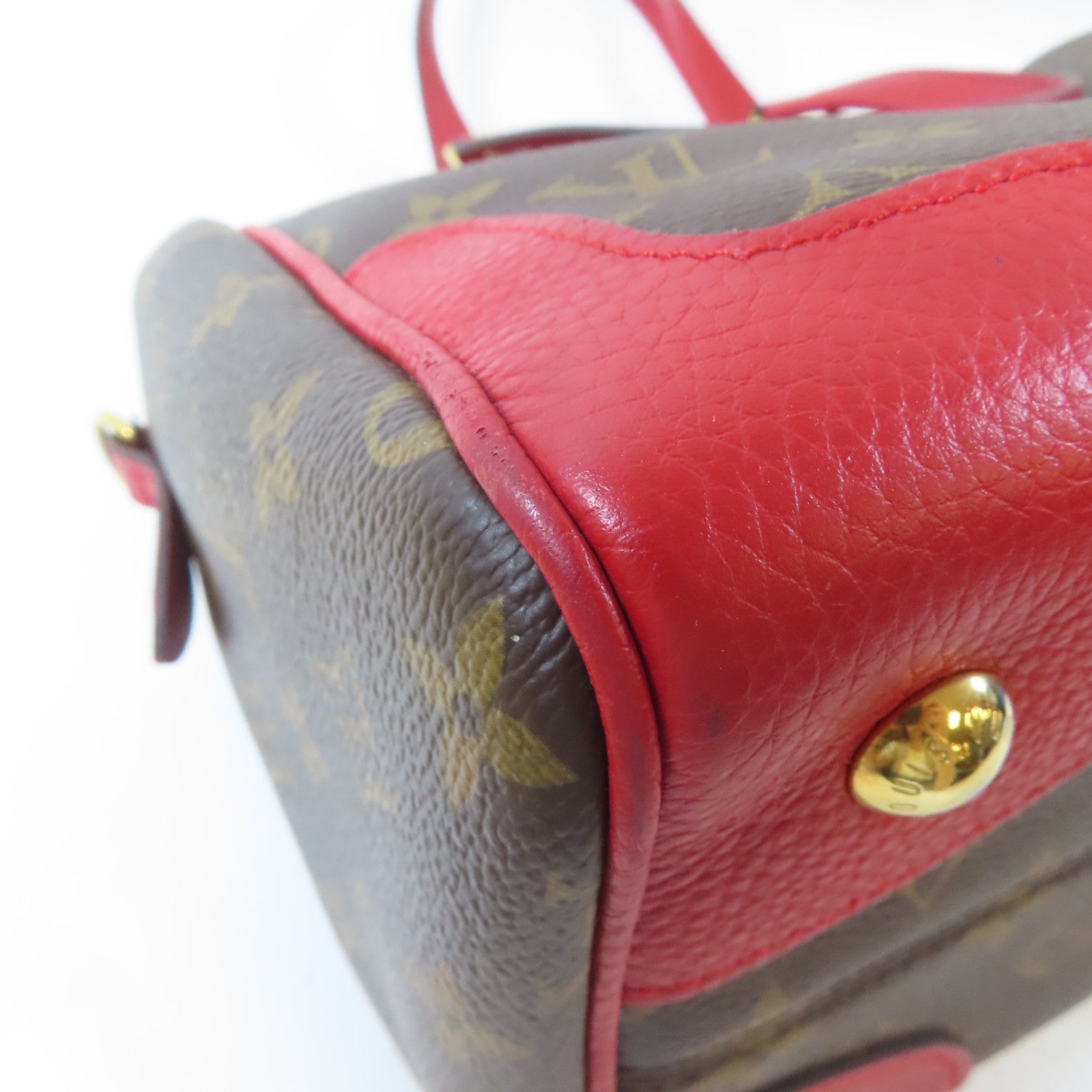 LOUIS VUITTON Monogram Retiro PM金扣手挽肩背兩用袋啡色/紅色