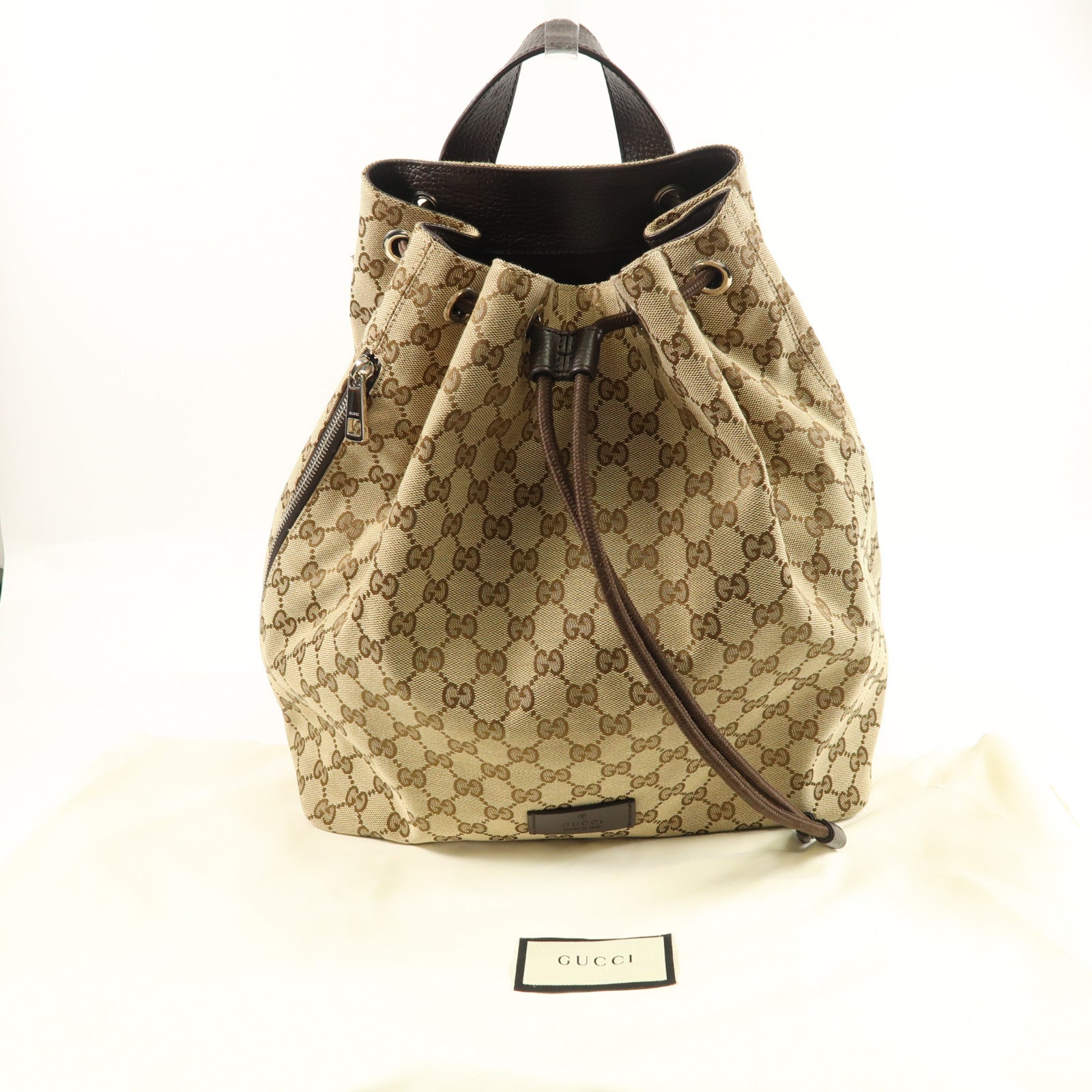 GUCCI 帆布Backpack銀扣背包