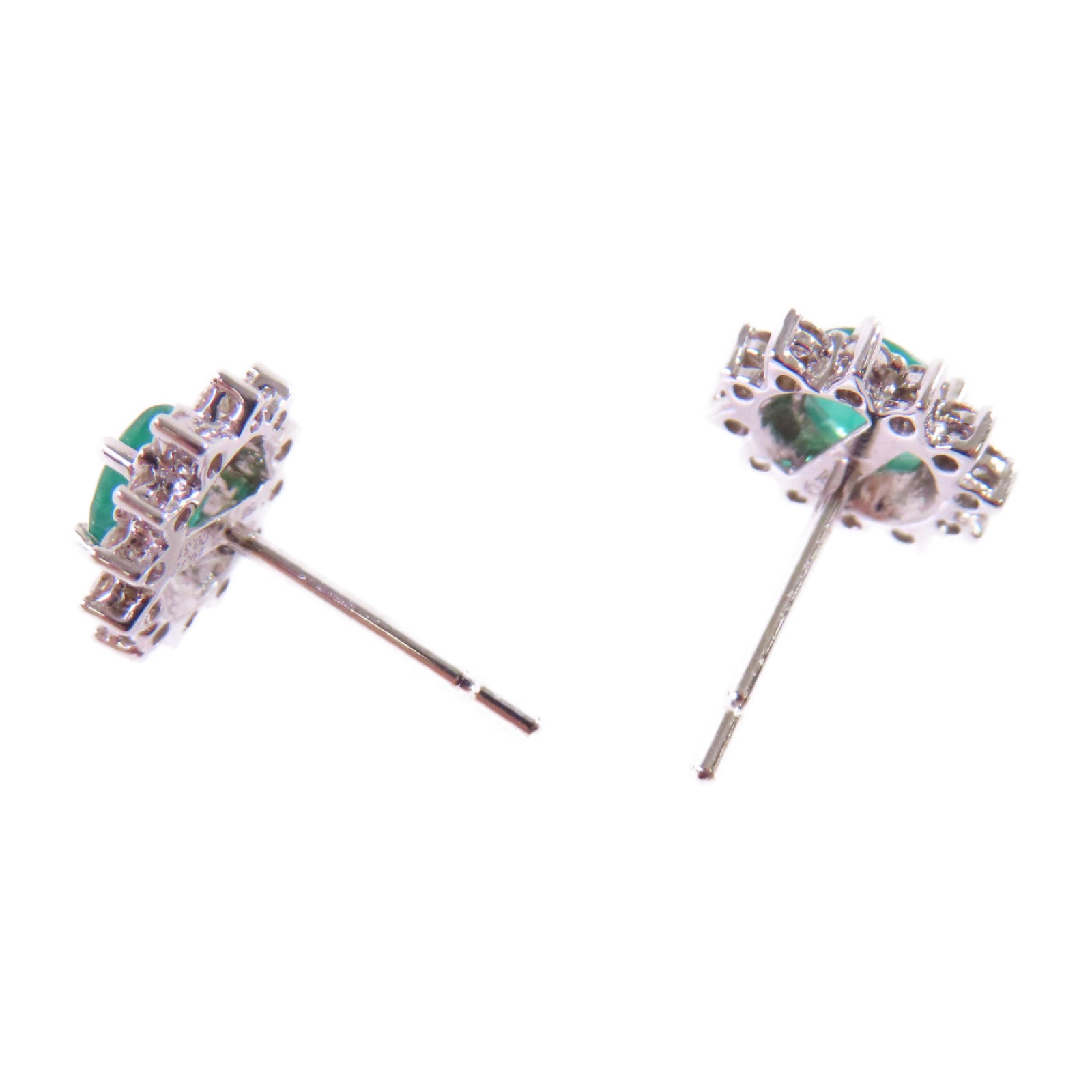 JEWELRY 18K白金/0.72ct綠寶石/0.31ct鑽石Emerald Diamond Earrings銀扣耳環
