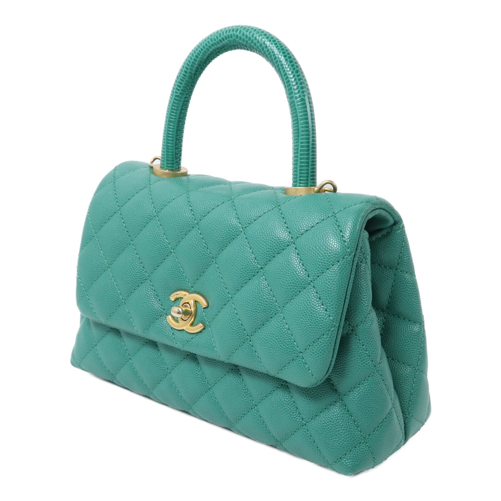 CHANEL 牛皮皮革Coco Handle Small鏈帶手挽肩背兩用袋