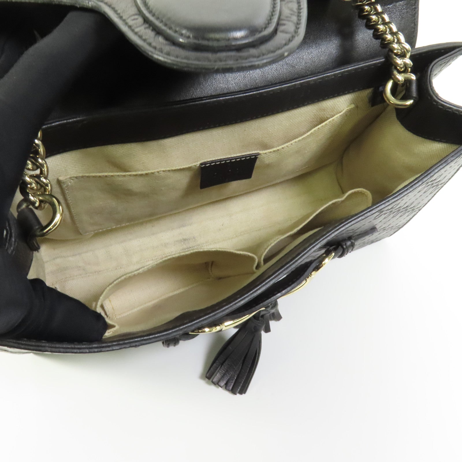 GUCCI 牛皮皮革Emily金扣鏈帶肩背袋