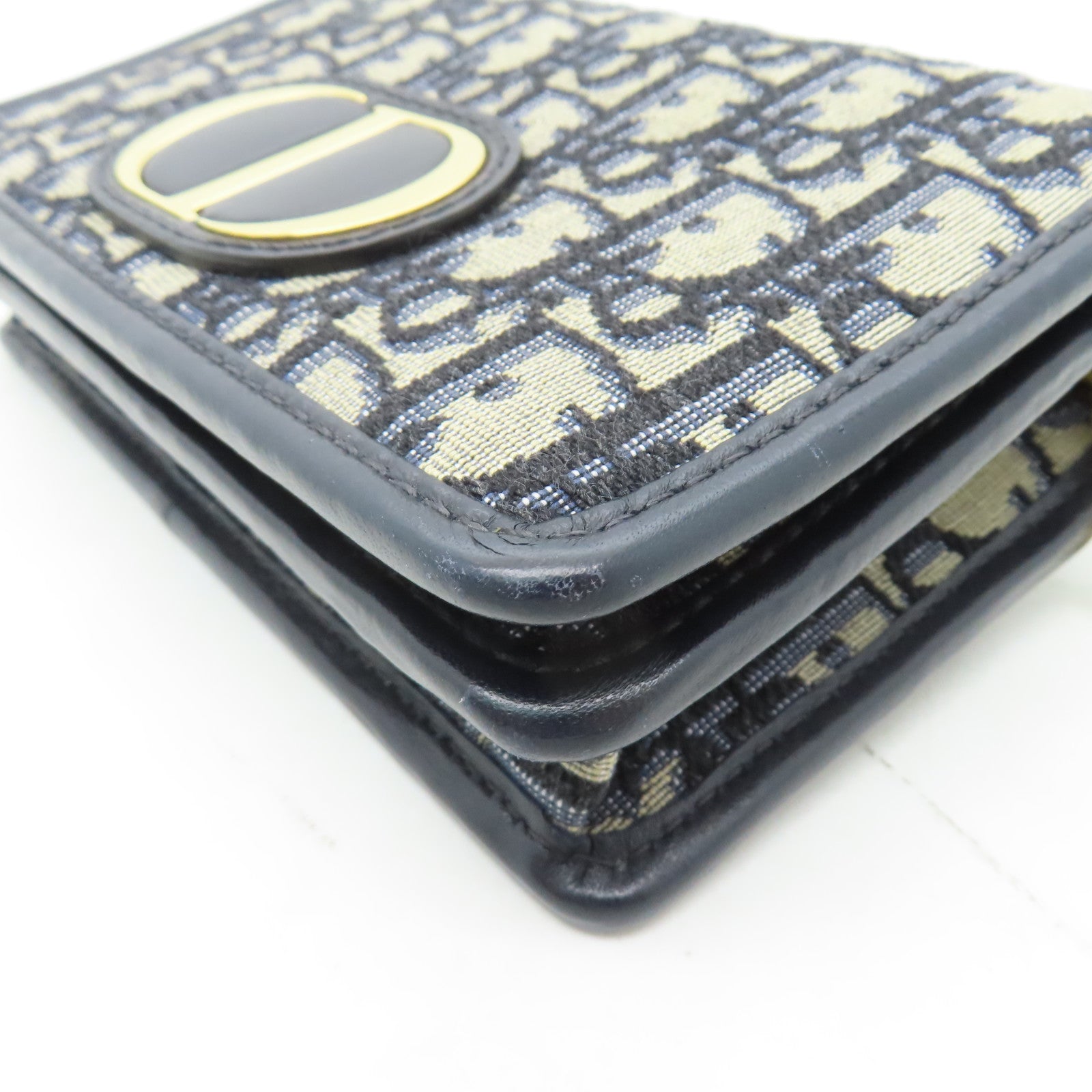 Dior 帆布SLG 30 Montaigne Pouch金扣鏈帶肩背袋/腰包深藍色