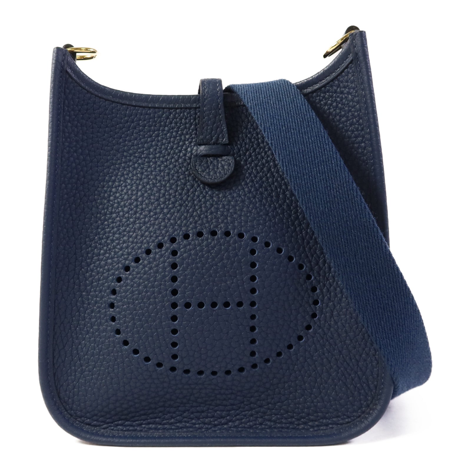 HERMES Clemence皮革Evelyne TPM金扣肩背袋Bleu de Prusse