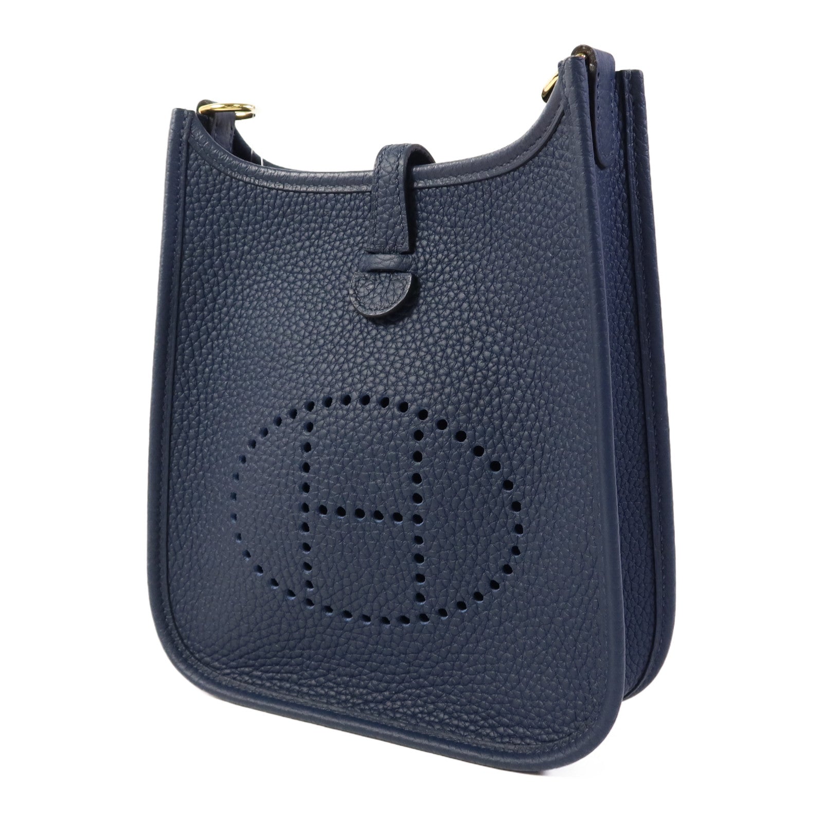 HERMES Clemence皮革Evelyne TPM金扣肩背袋Bleu de Prusse