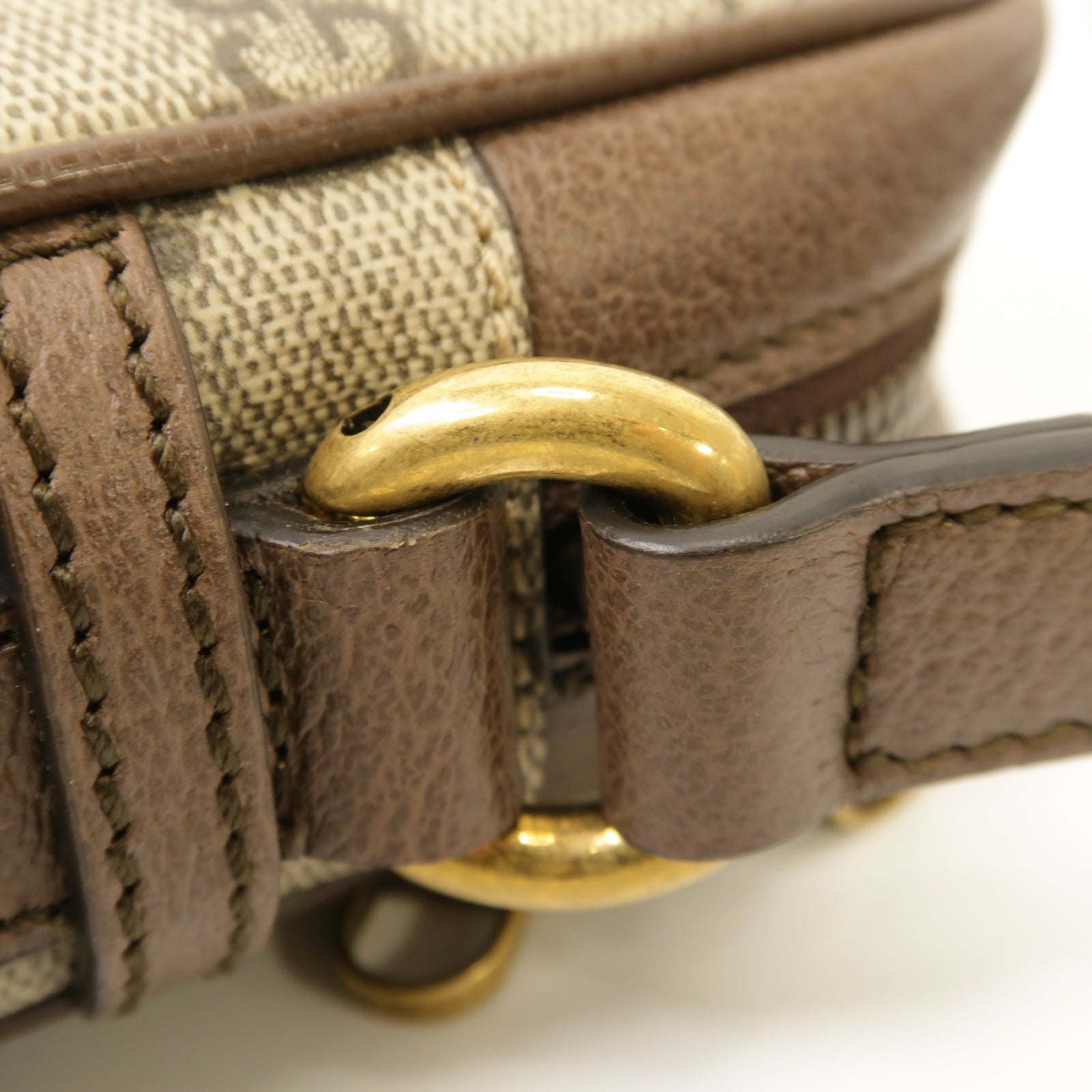 GUCCI 塗層帆布Ophidia GG金扣肩背袋棕色