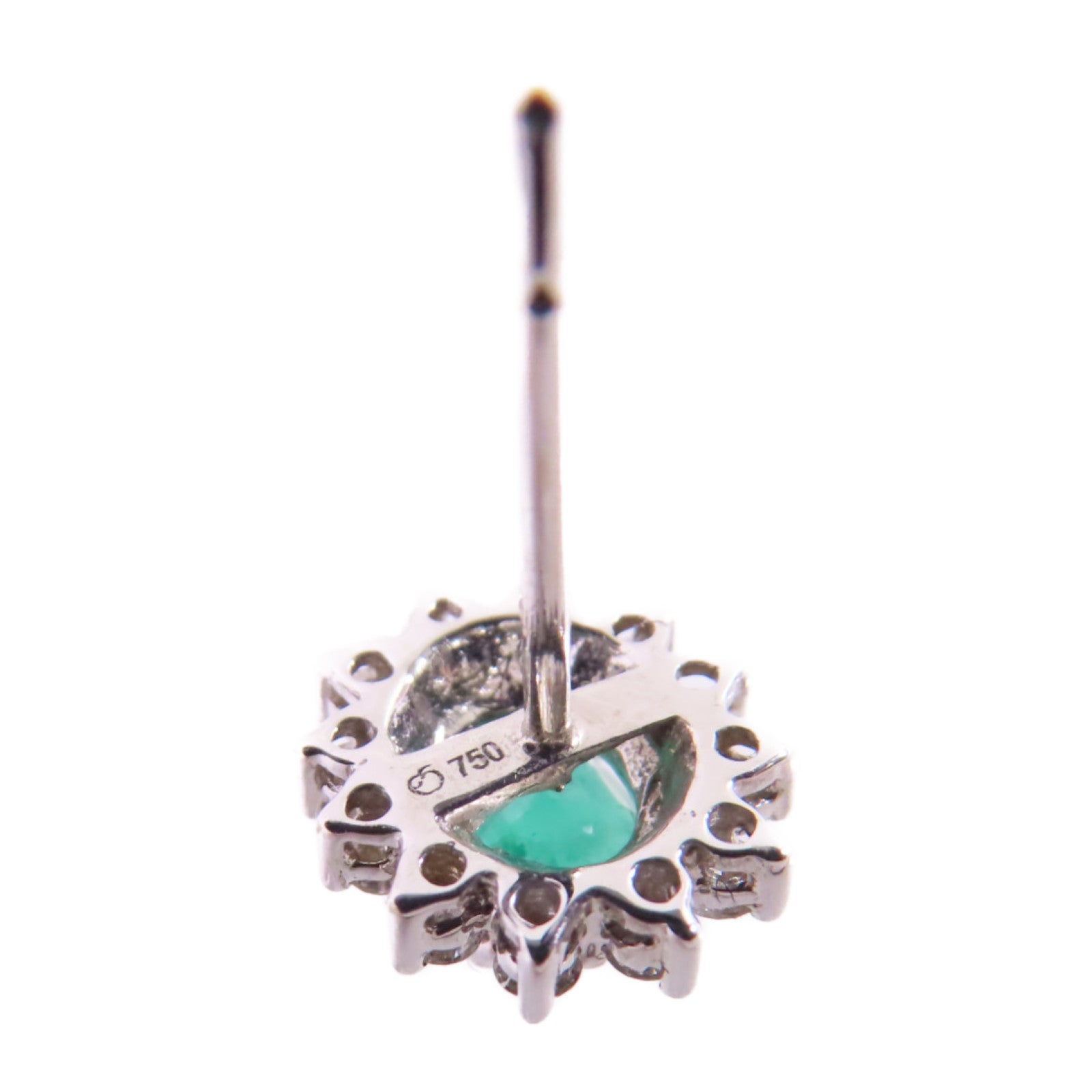 JEWELRY 18K白金/0.72ct綠寶石/0.31ct鑽石Emerald Diamond Earrings銀扣耳環