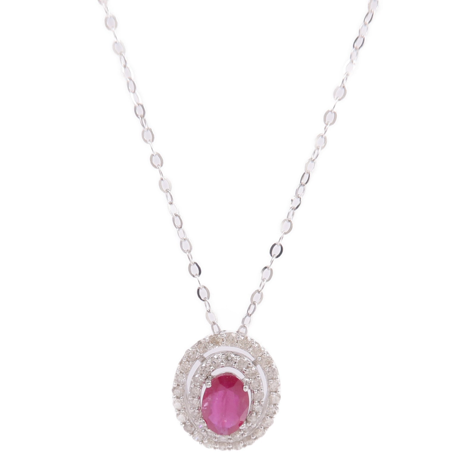 JEWELRY 18K白金Ruby Diamond Necklace紅寶石/鑽石項鍊